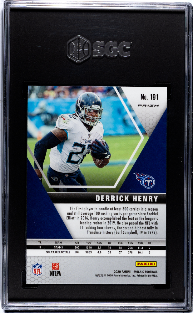 2020 Panini Mosaic Derrick Henry Gold Reactive Prizm #191 SGC 10 GEM MINT