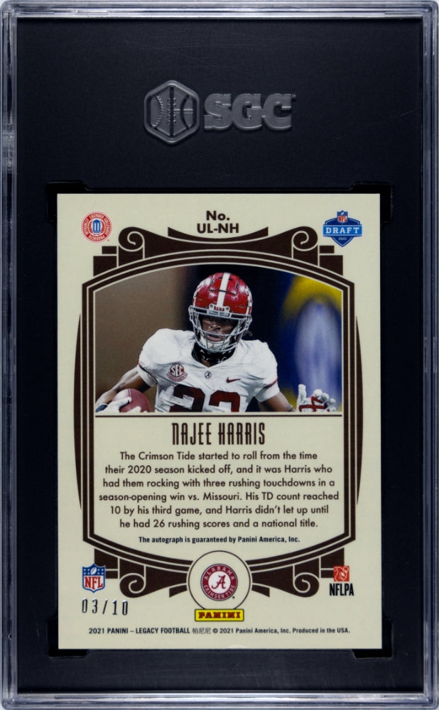 2021 Panini Legacy Najee Harris Under Lights Autograph Diamond Auto 10 SGC 9.5