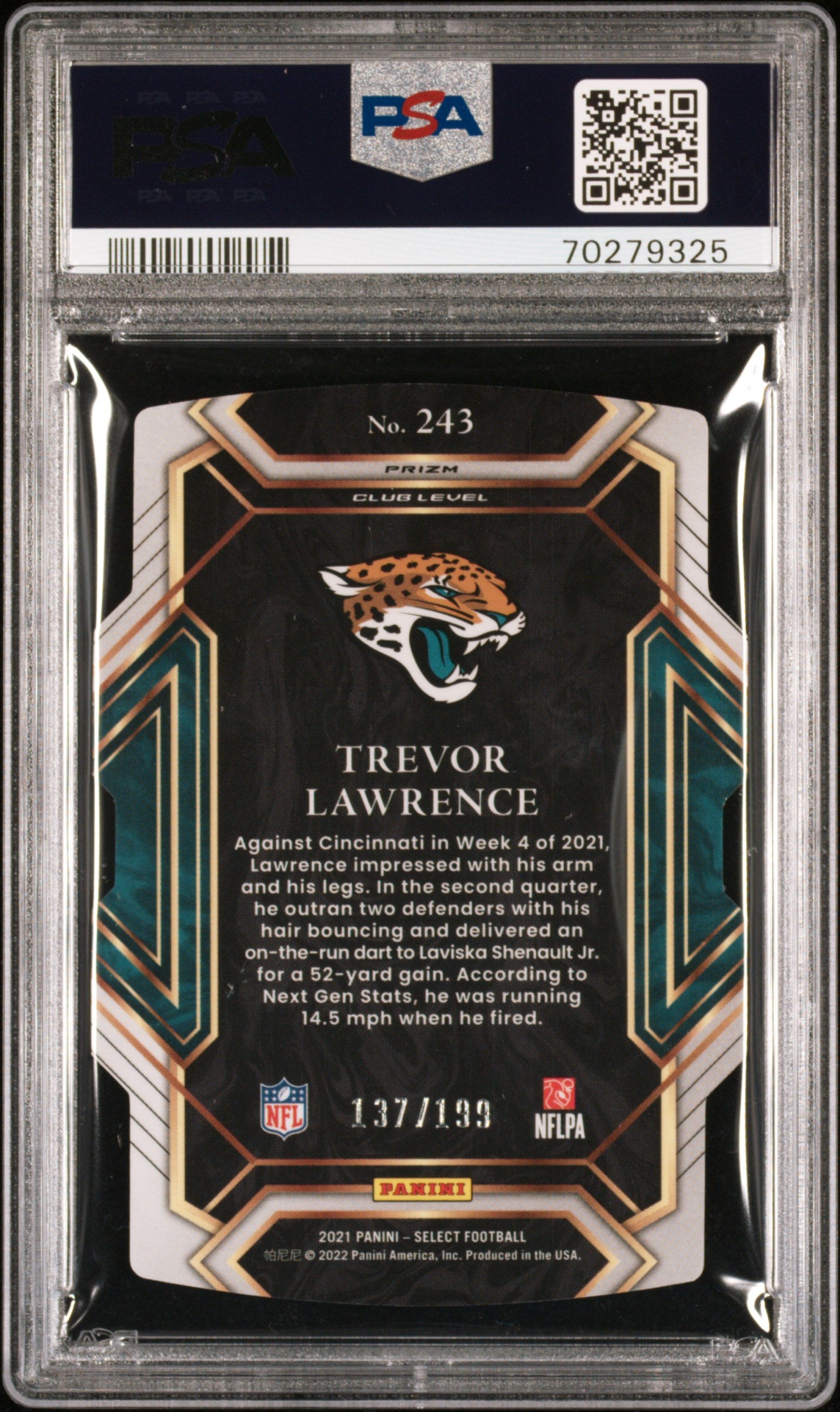 2021 Panini Select Trevor Lawrence Die Cut Copper Prizm #243 PSA 10
