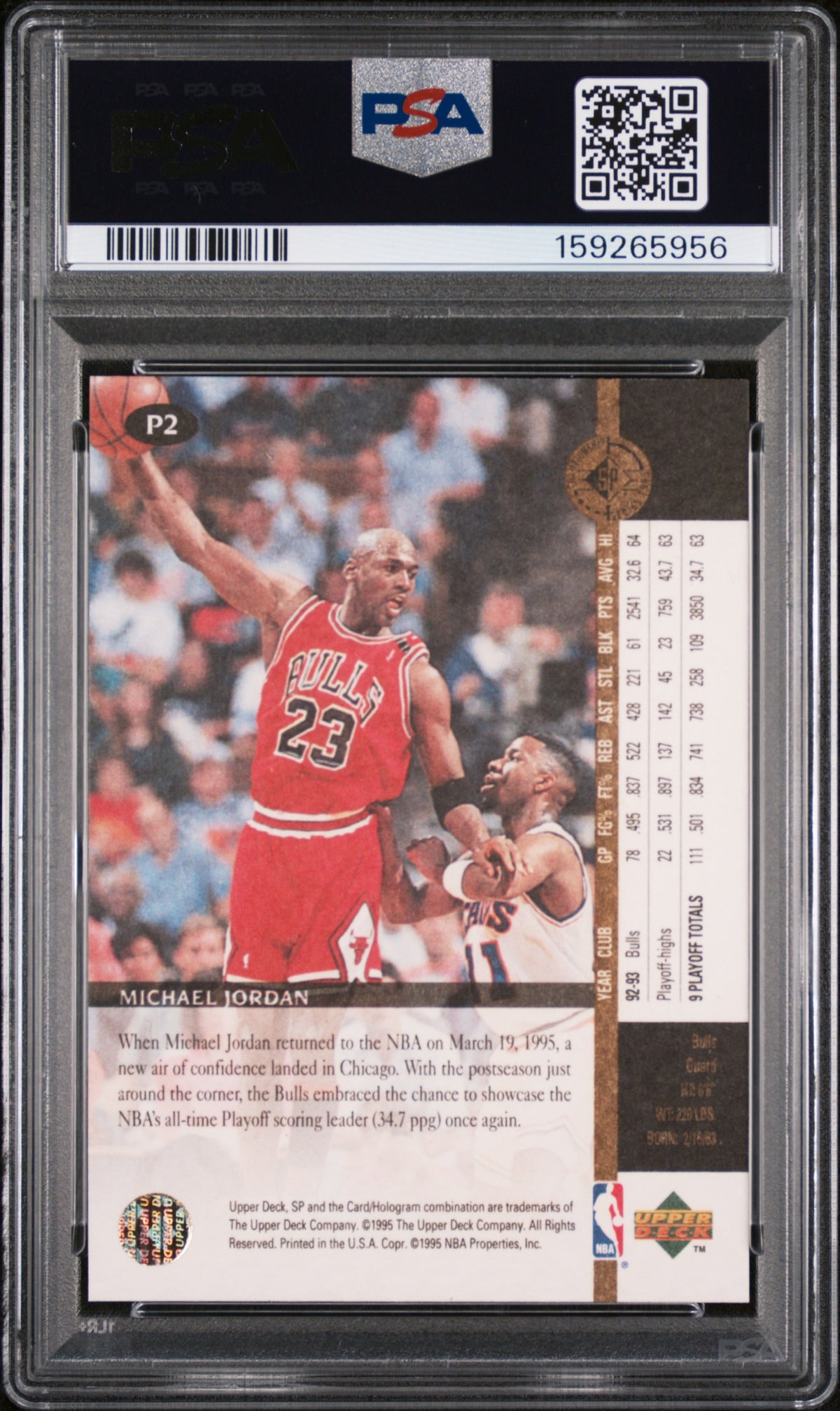 1994 SP Championship Playoff Heroes Michael Jordan #P2 PSA 10 GEM MINT