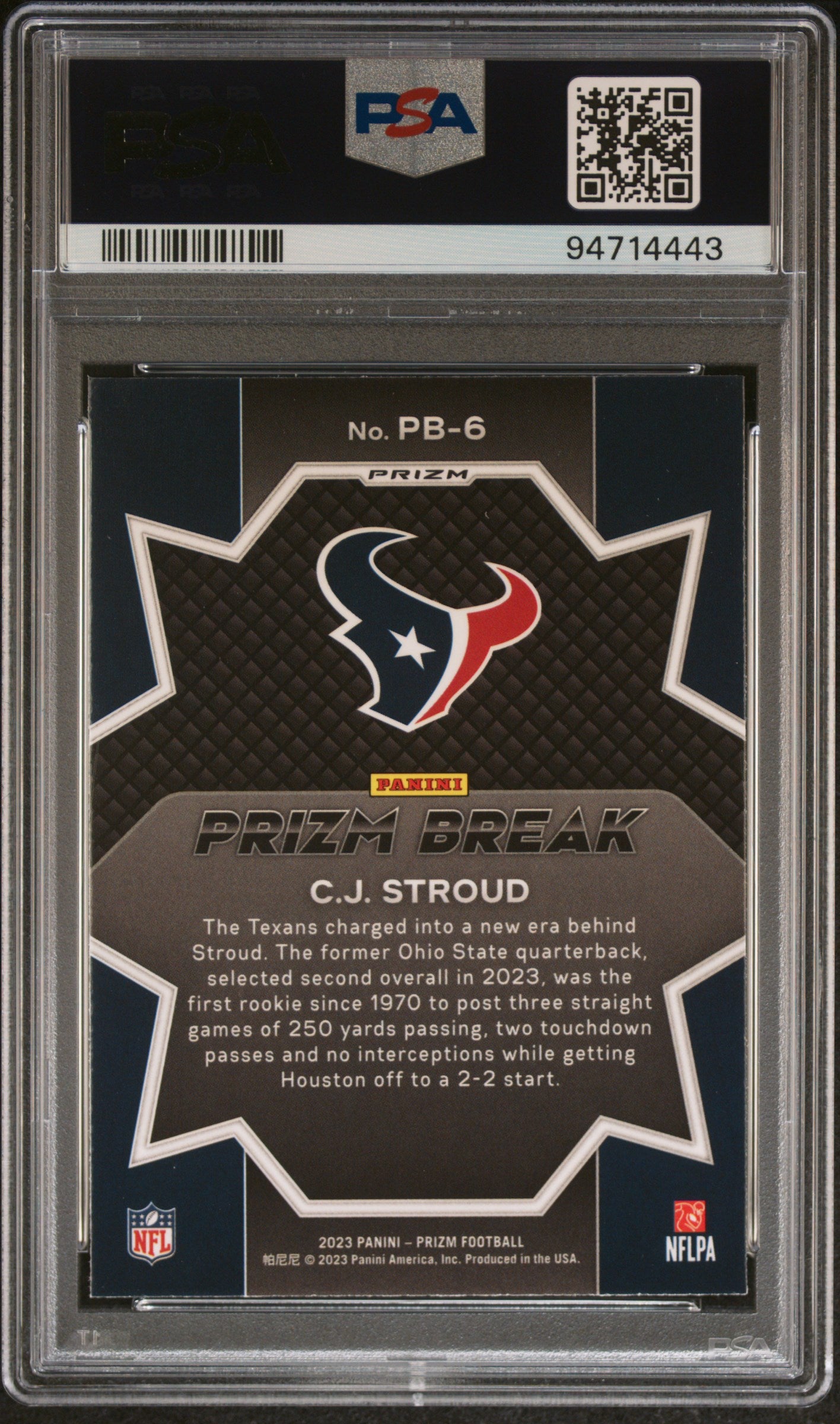 2023 Panini Prizm Prizm Break CJ Stroud Green #PB6 PSA 10 GEM MINT