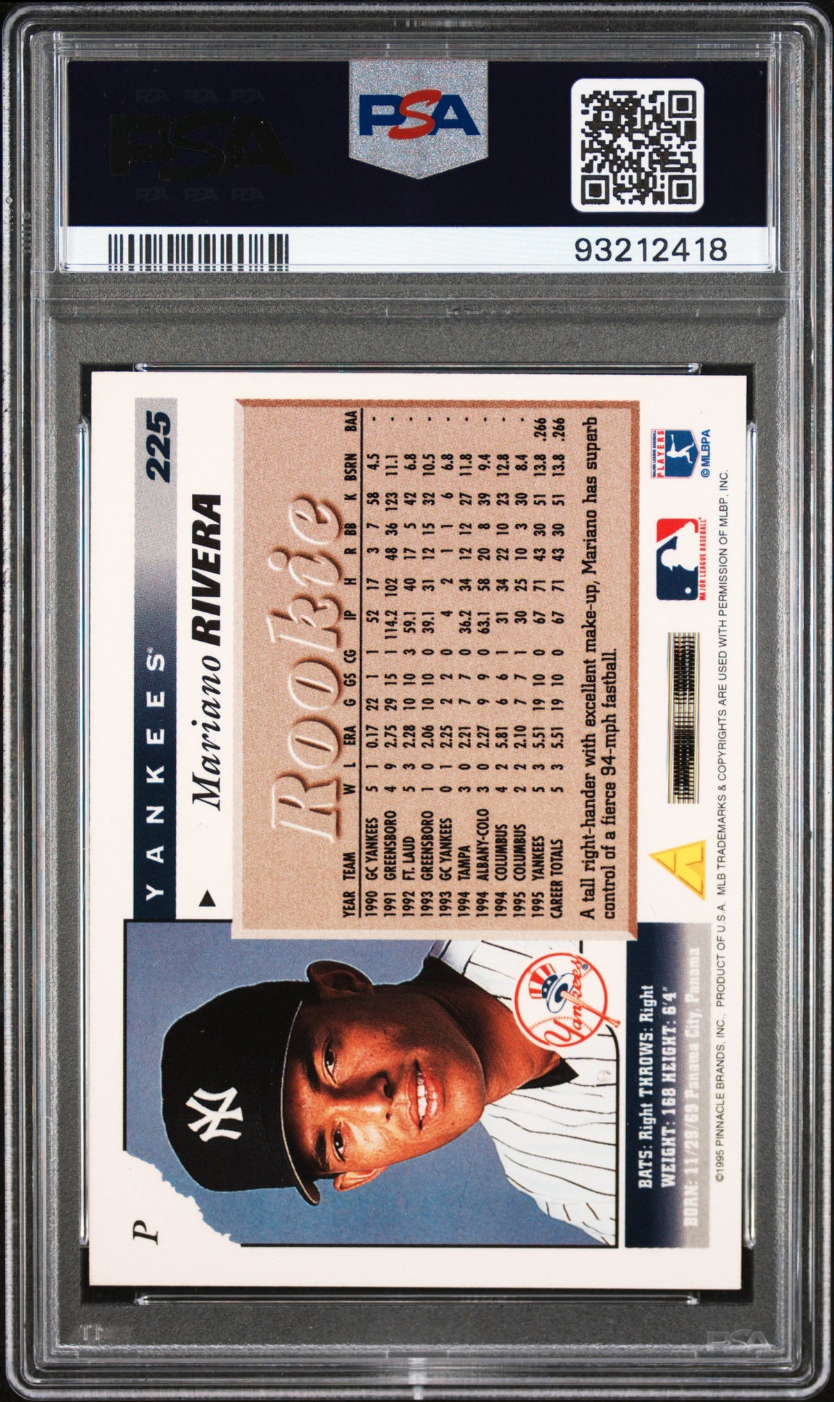 1996 Score Mariano Rivera #225 PSA 10
