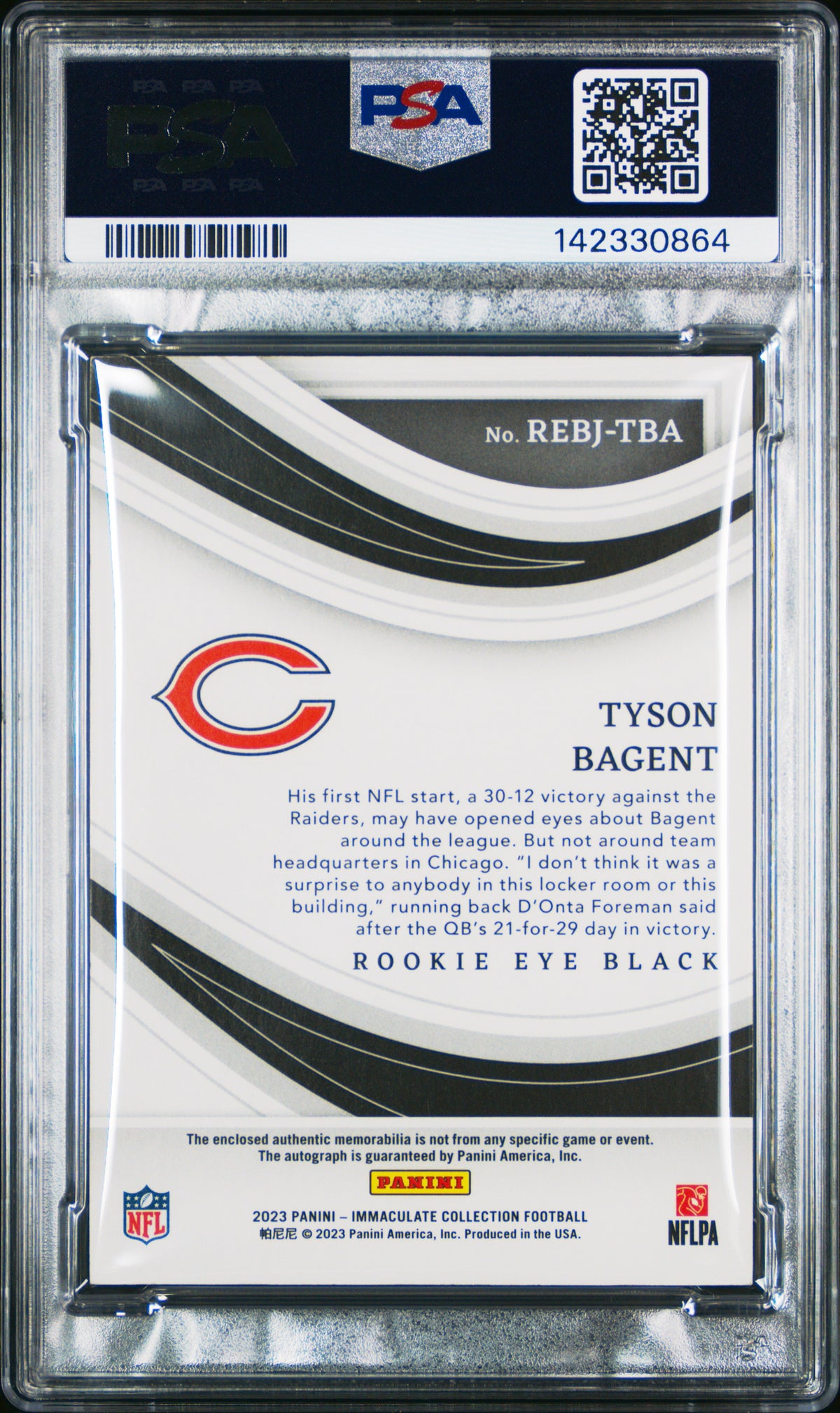 2023 Collection Immaculate Rookie Eye Black Auto Tyson Bagent 88/99 PSA 9