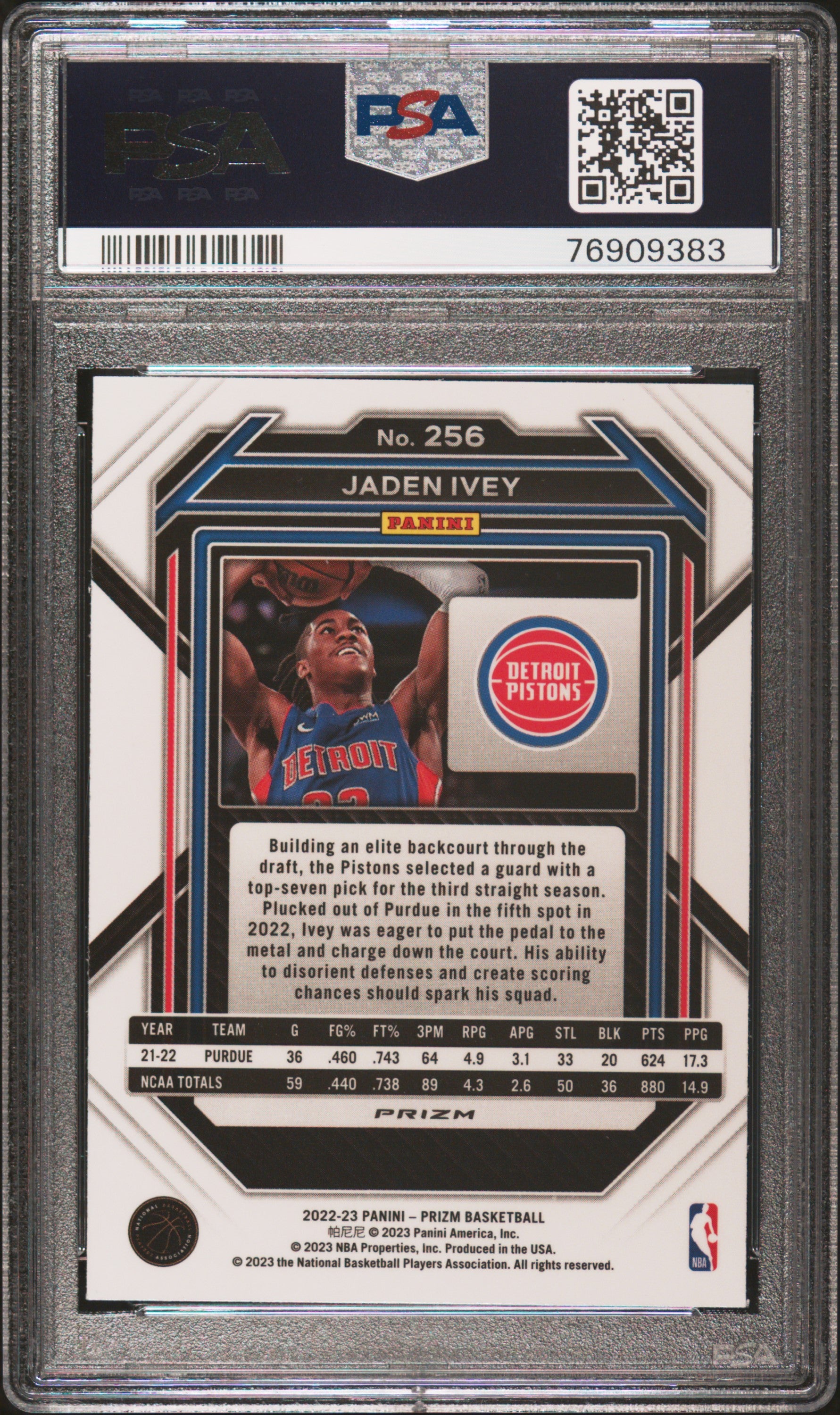 2022 Panini Prizm Jaden Ivey Hyper #256 PSA 10