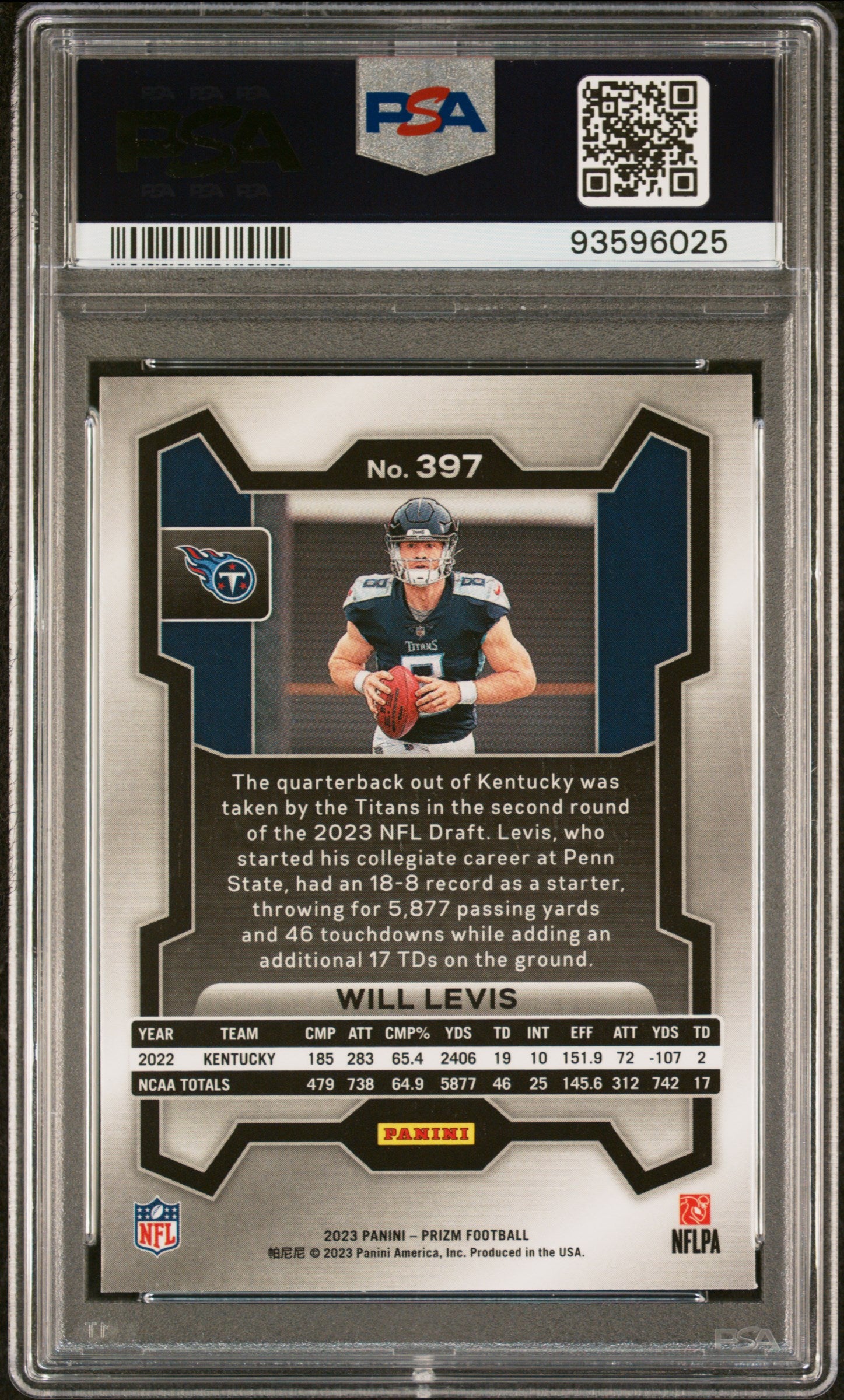 2023 Panini Prizm Will Levis #397 PSA 10