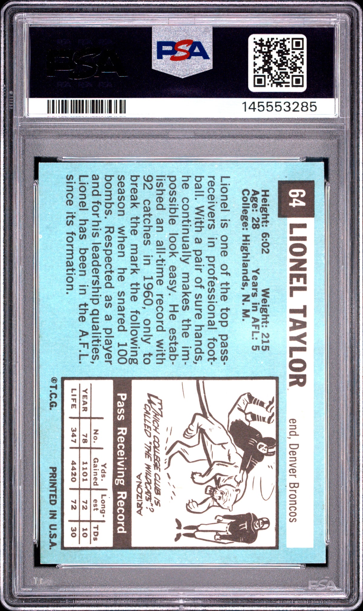 1964 Topps Lionel Taylor #64 PSA 4