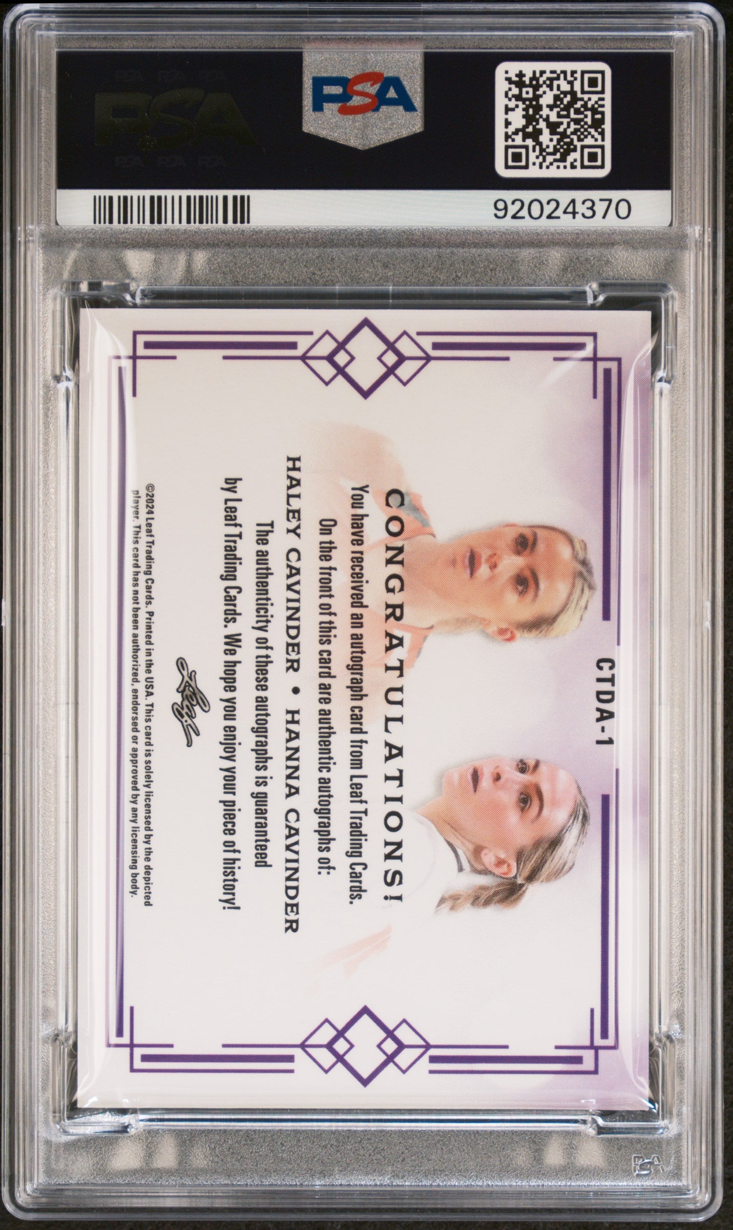 2024 Leaf Web Exclusives H. Cavinder Dual Auto 56/100 #CTDA1 PSA 10