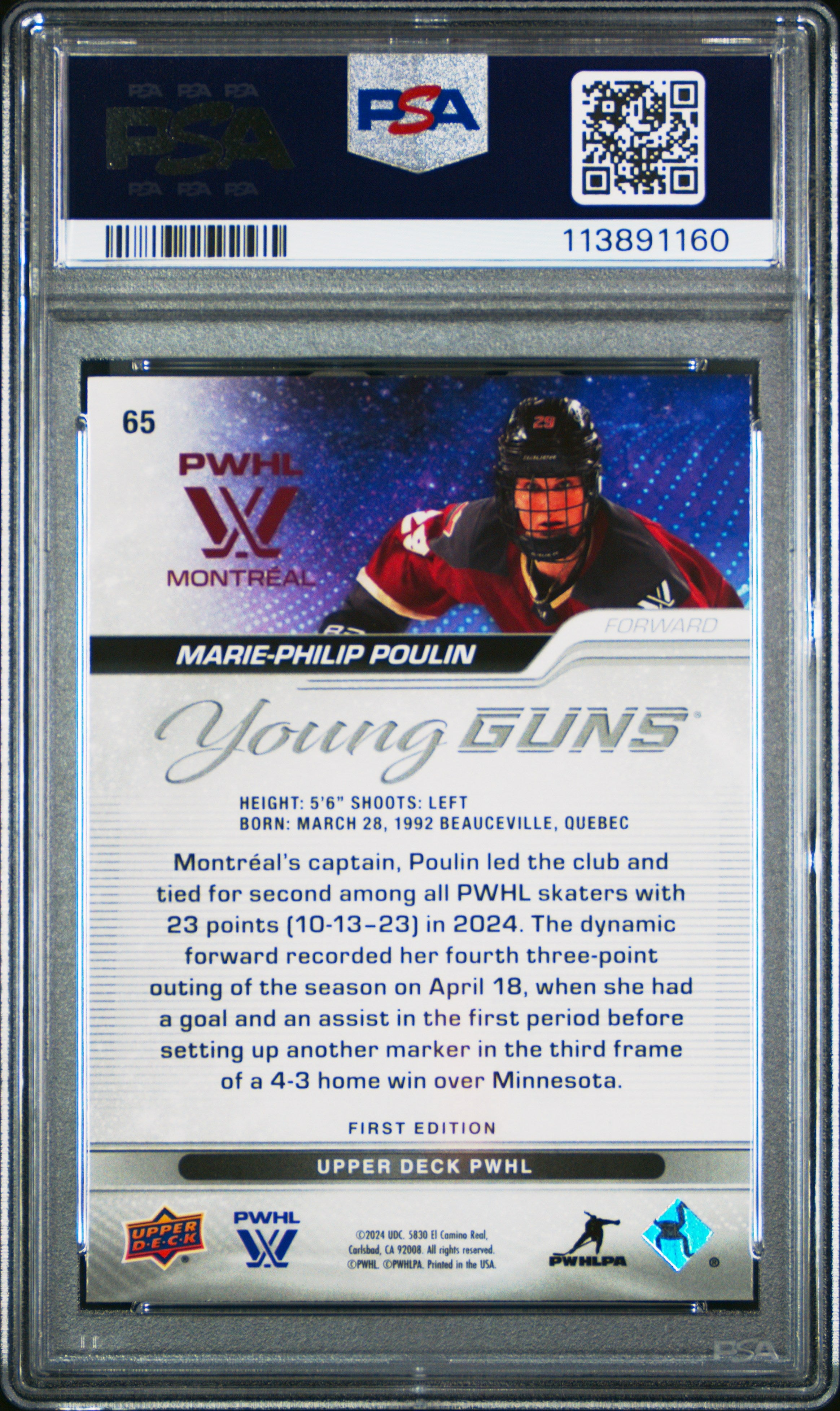 2024 Upper Deck Pwhl 1st Edition Marie-Philip Poulin #65 PSA 9