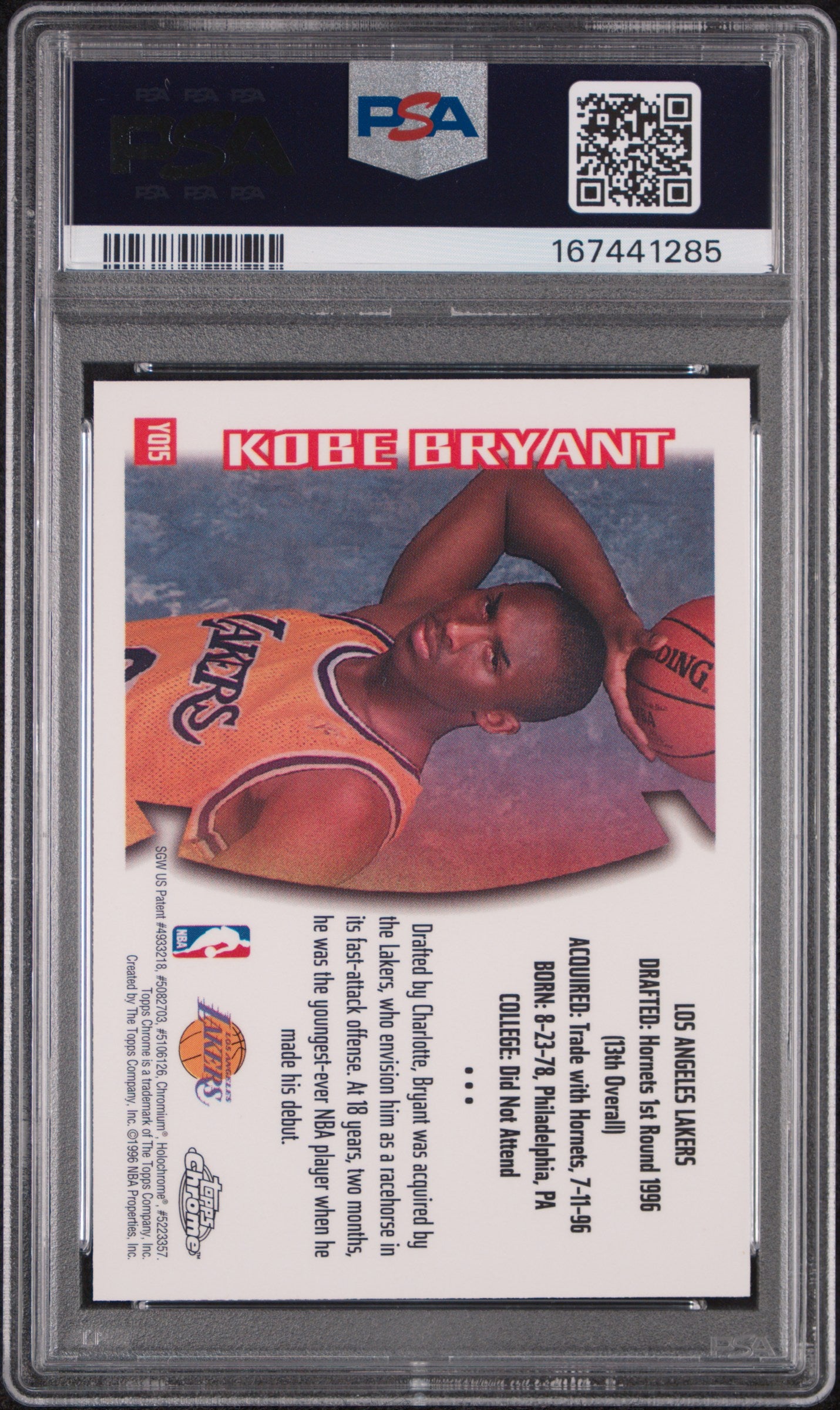 1996 Topps Chrome Youthquake Kobe Bryant #YQ15 PSA 8