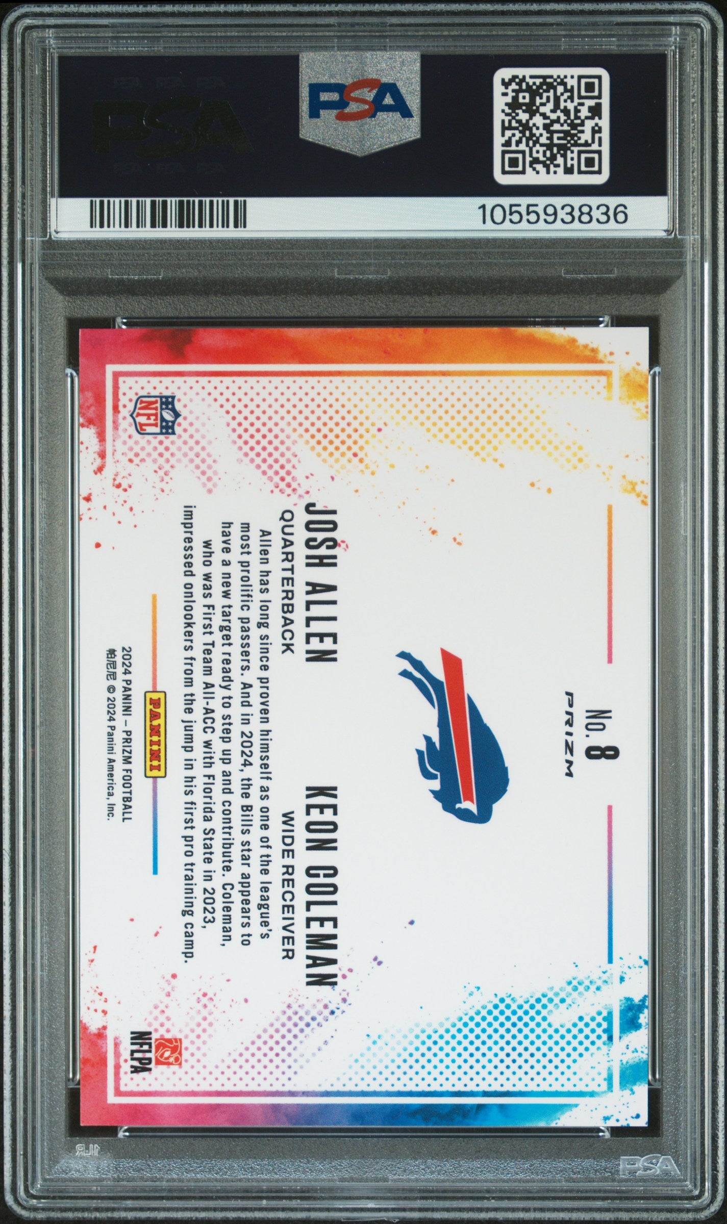 2024 Panini Prizm Color Blast Duals Josh Allen / Keon Coleman PSA 10 GEM MINT