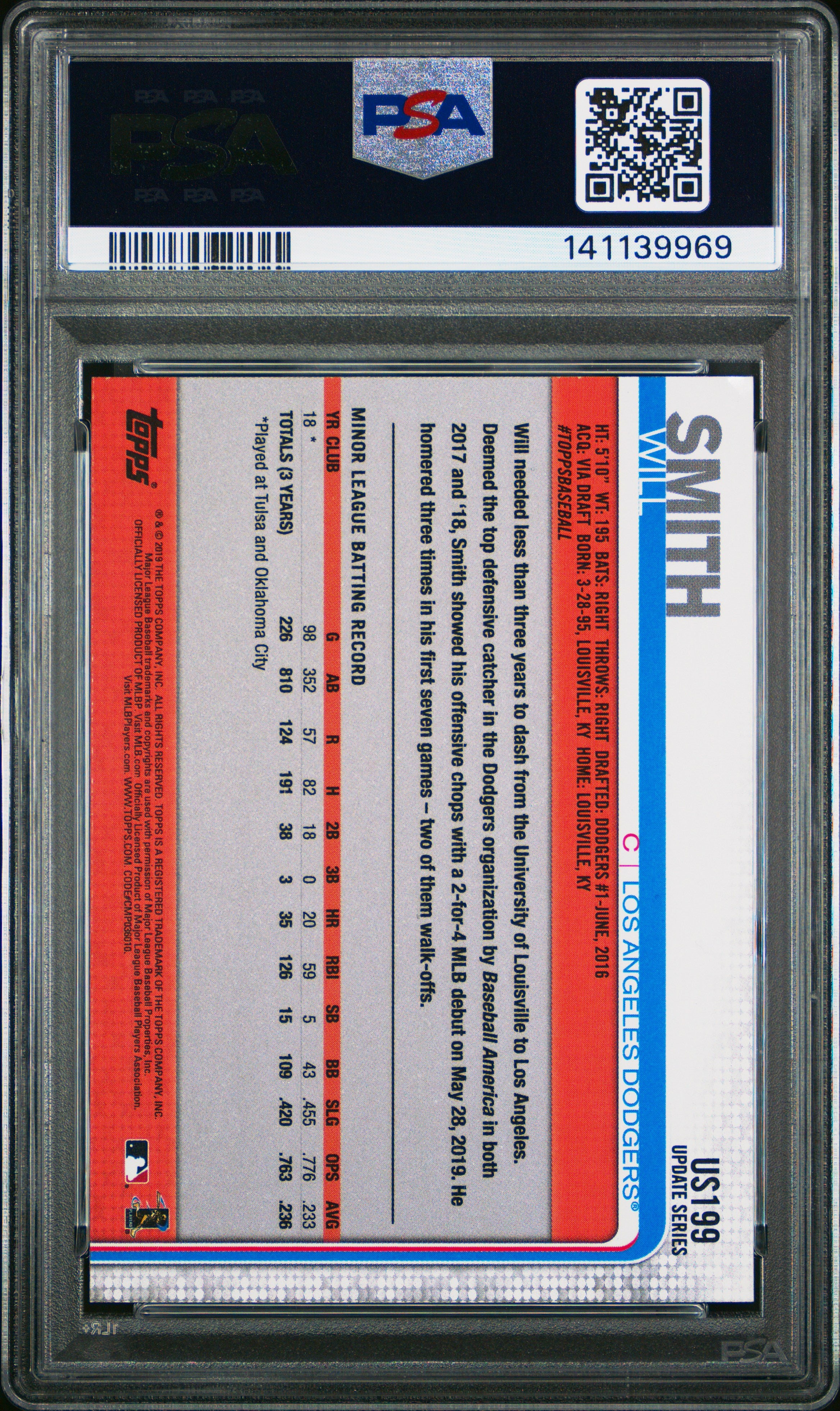 2019 Topps Update Will Smith Catcher's Gear #US199 PSA 10