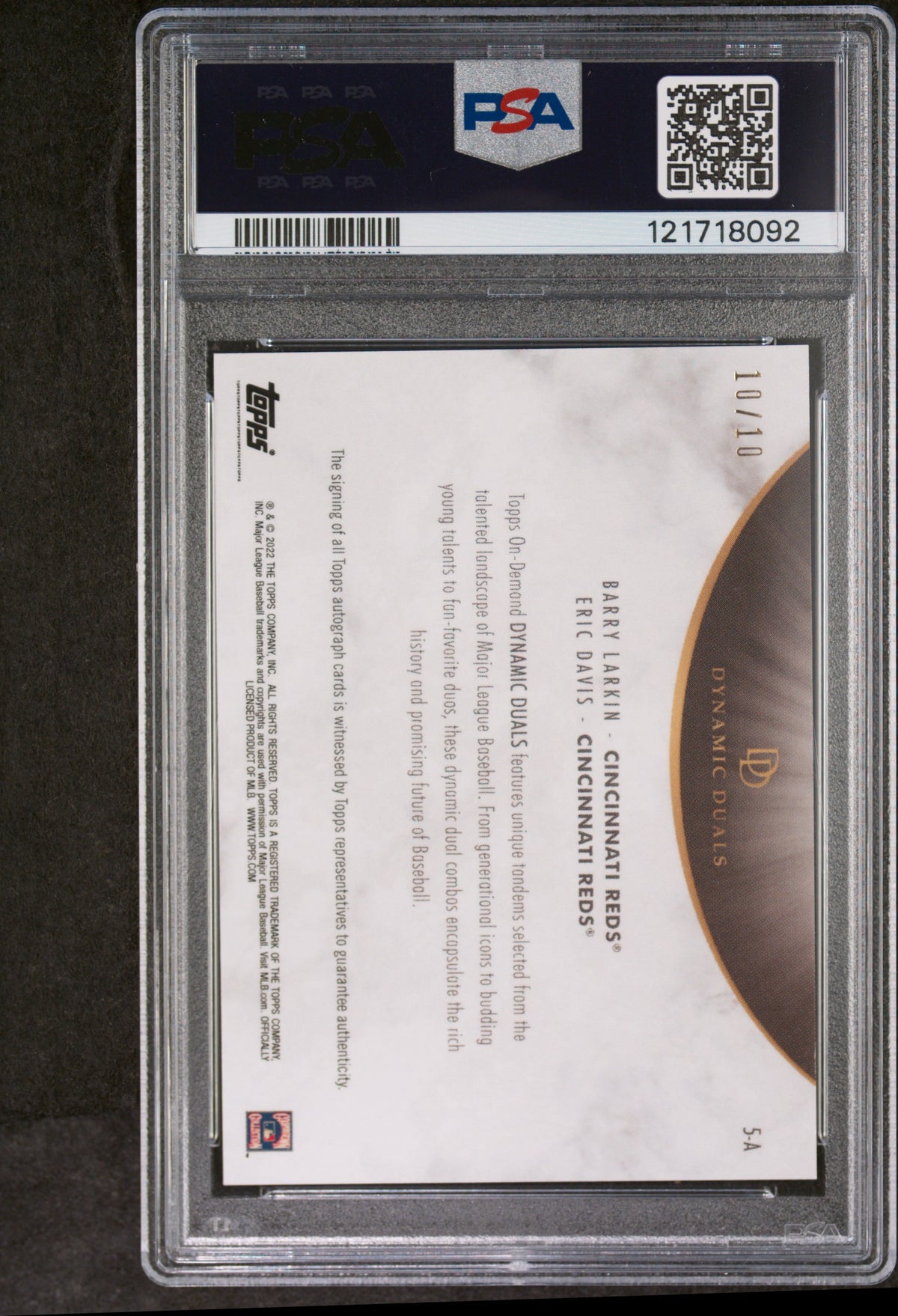 2022 Topps Dynamic Duals Davis Larkin Autographs Red #5 PSA 10