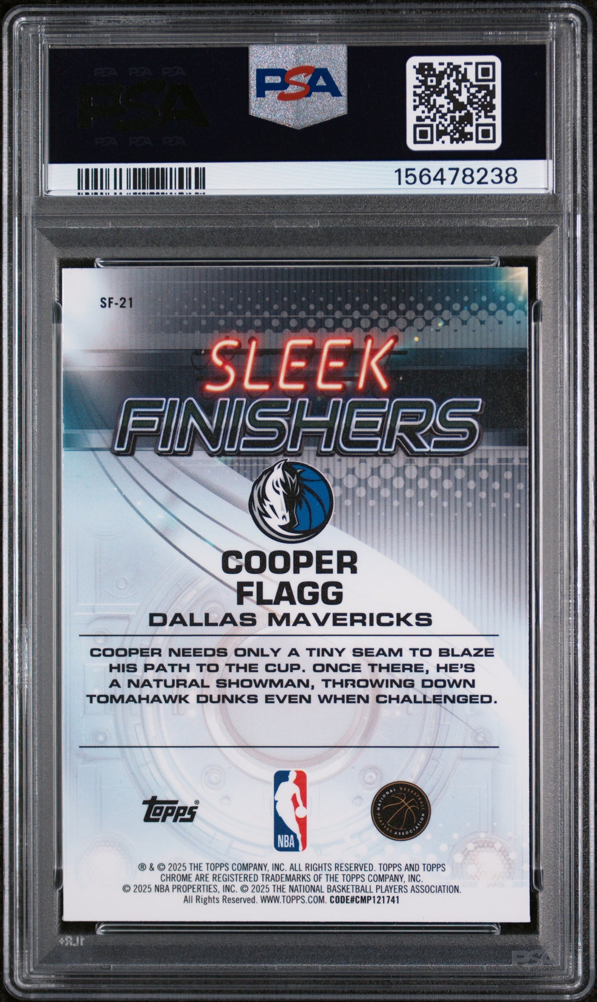 2025 Topps Chrome Sleek Finishers Cooper Flagg #SF-21 PSA 10