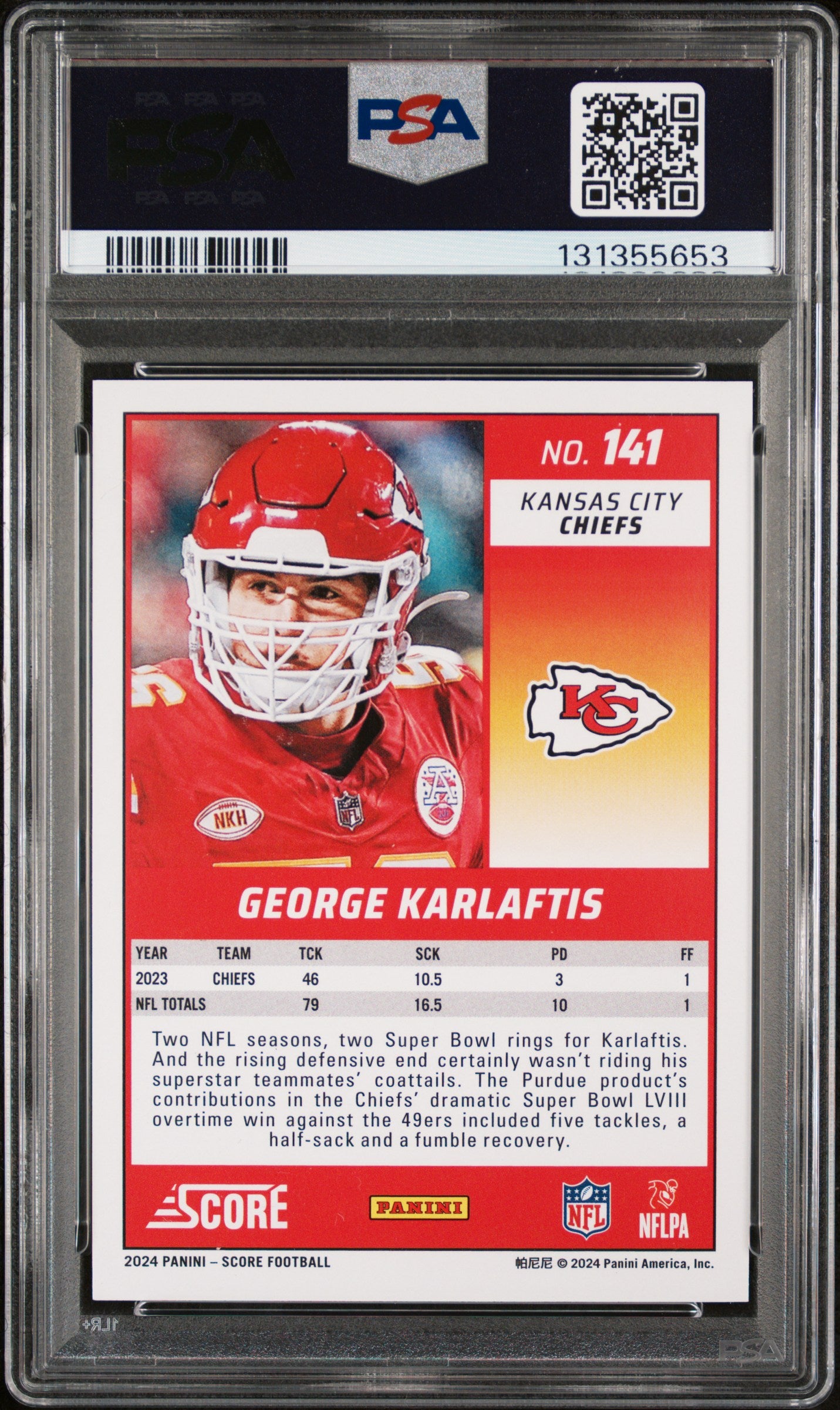 2024 Panini Score George Karlaftis Dots Gold / #141 PSA 10