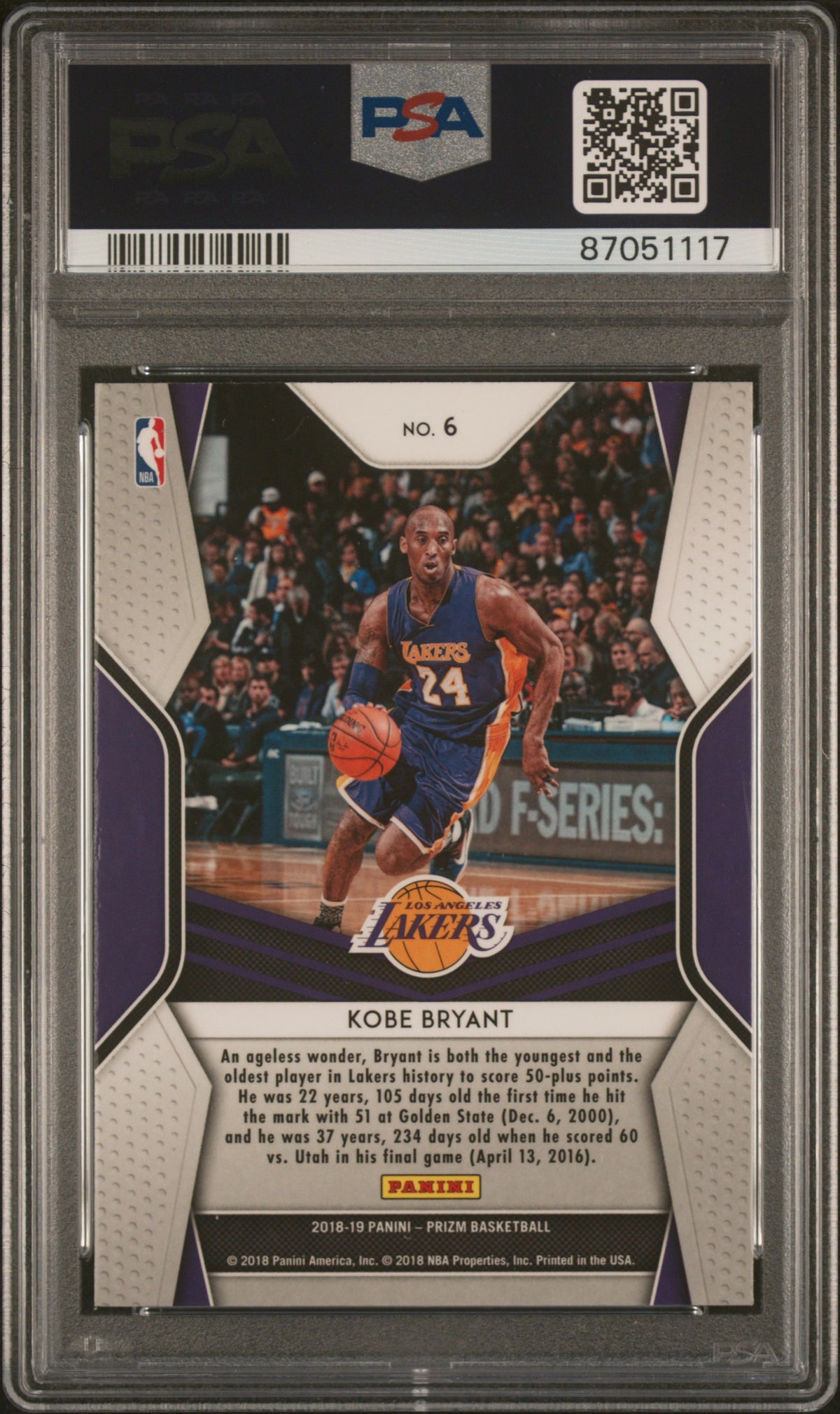 2018 Panini Prizm Dominance Kobe Bryant #6 PSA 10