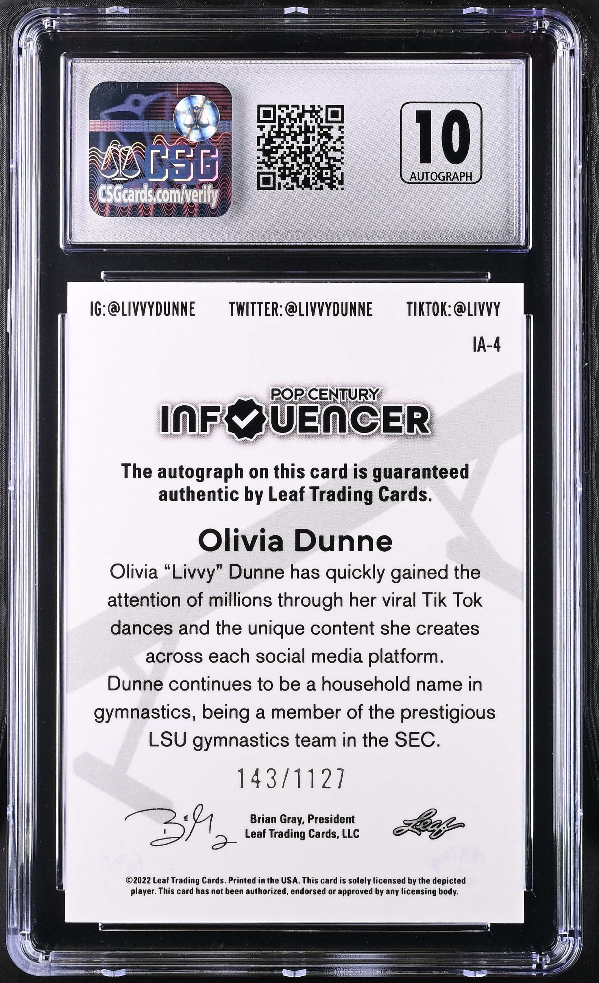 2022 Leaf Pop Century Influencer Autographs #IA-4 CGC 9