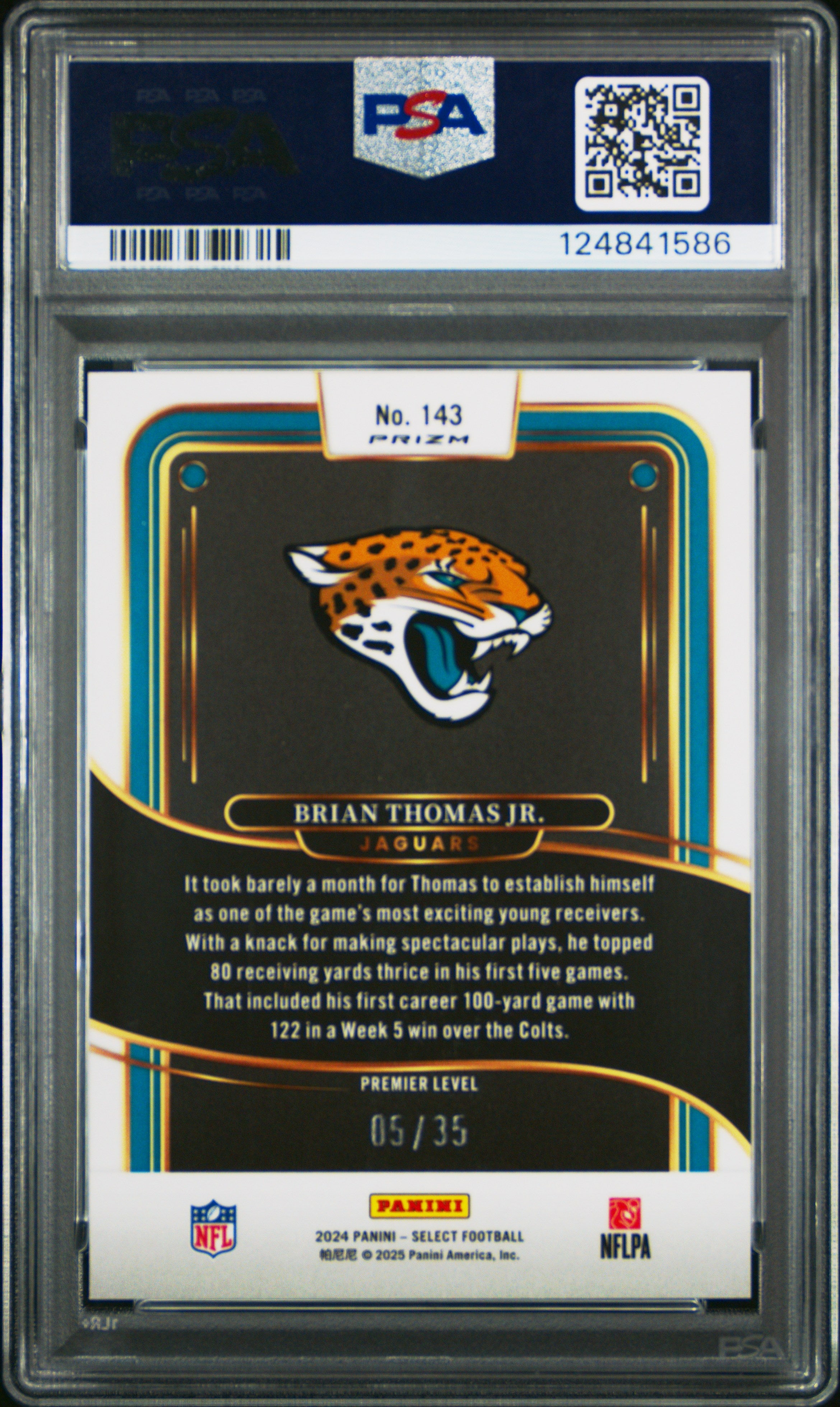 2024 Panini Select Brian Thomas JR. White Prizm #143 PSA 10