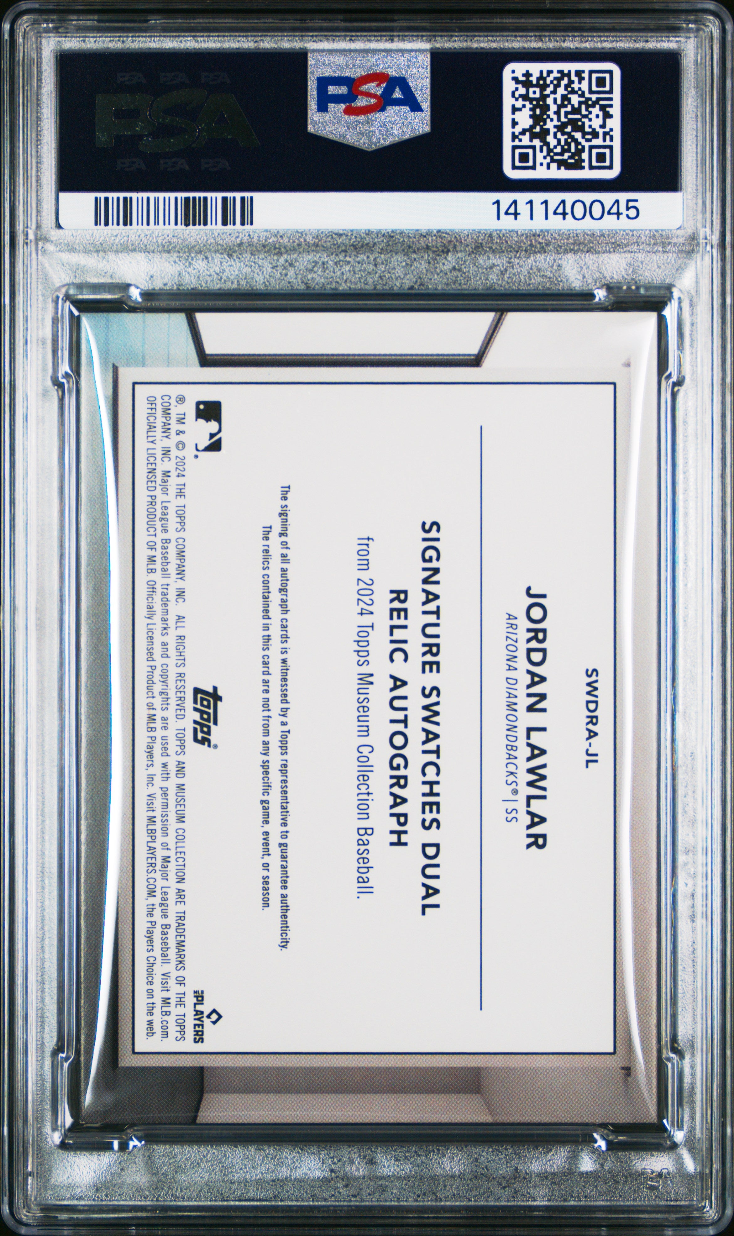 2024 Topps Museum Collection Autographs Jordan Lawlar Pink /90 PSA 10 GEM MINT