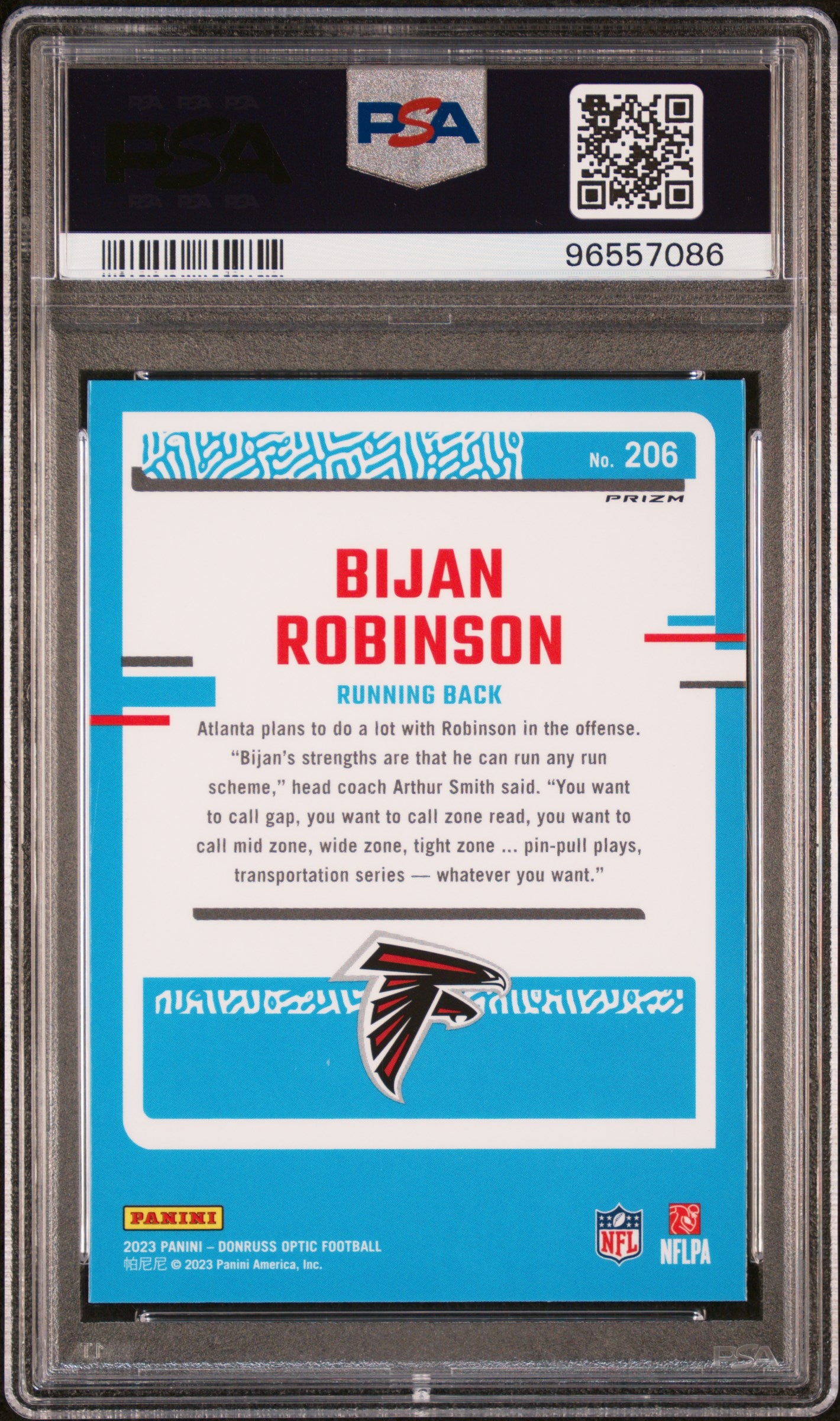 2023 Panini Donruss Optic Bijan Robinson Holo #206 PSA 10