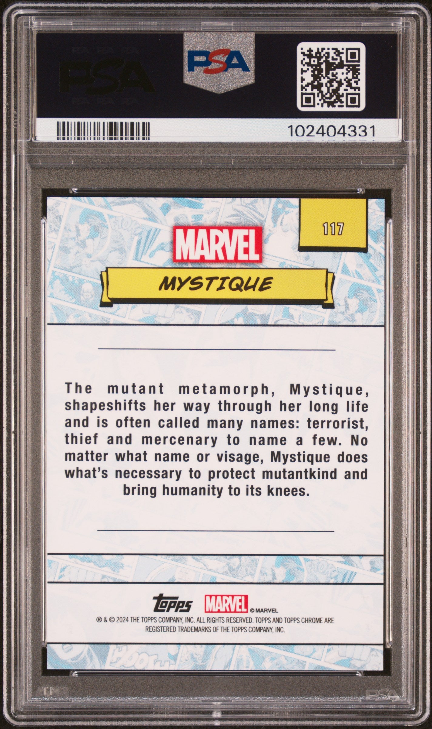 2024 Topps Chrome Marvel Sapphire Edition Mystique #117 PSA 8