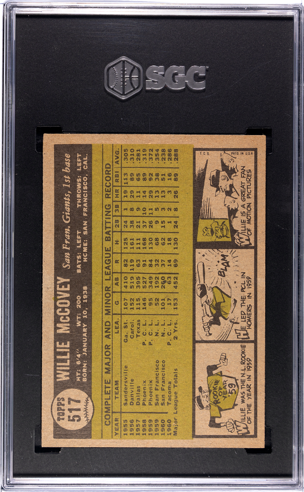 1961 Topps Willie Mccovey #517 SGC 4.5 San Francisco Giants