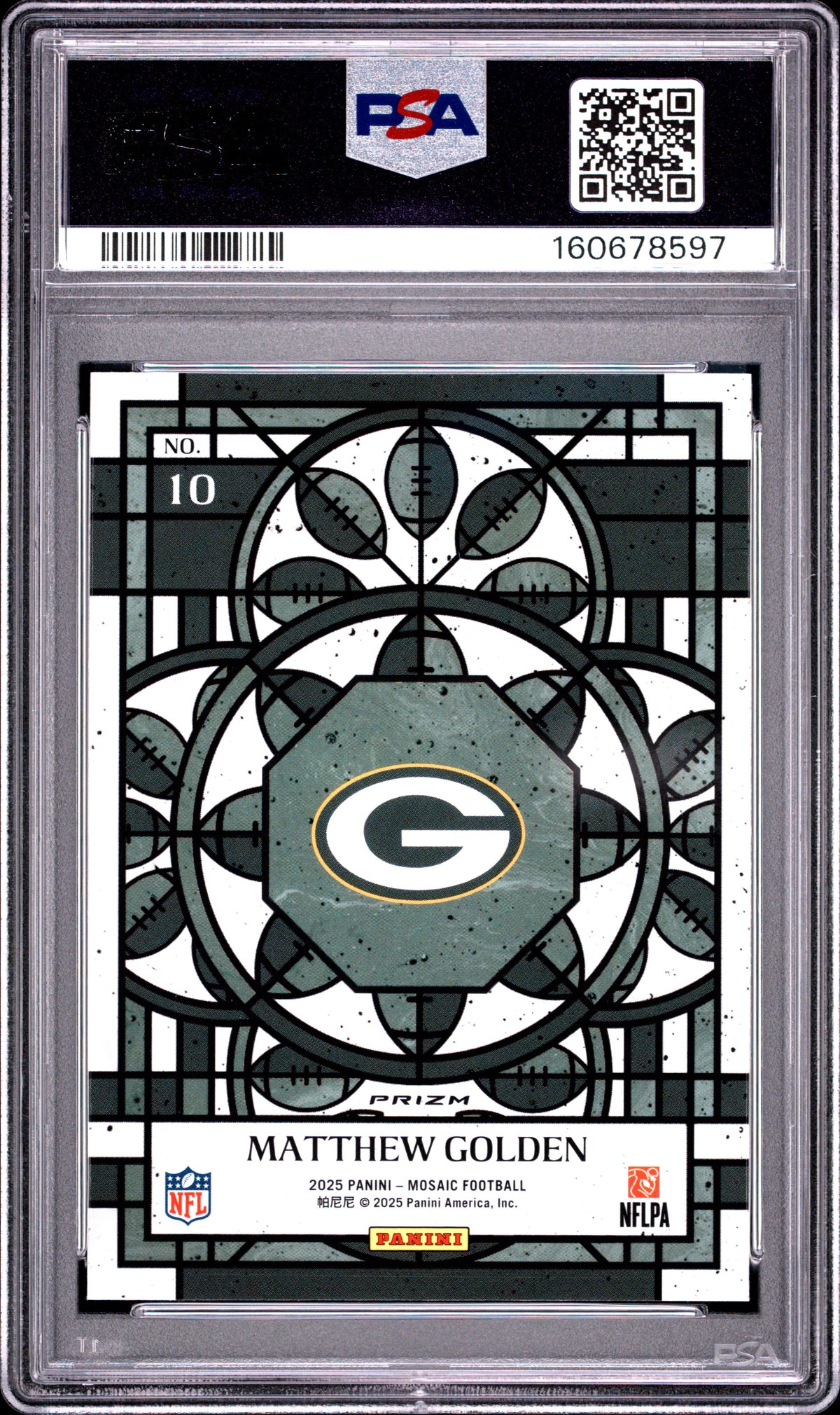 2025 Panini Mosaic Stained Glass Matthew Golden #10 PSA 10