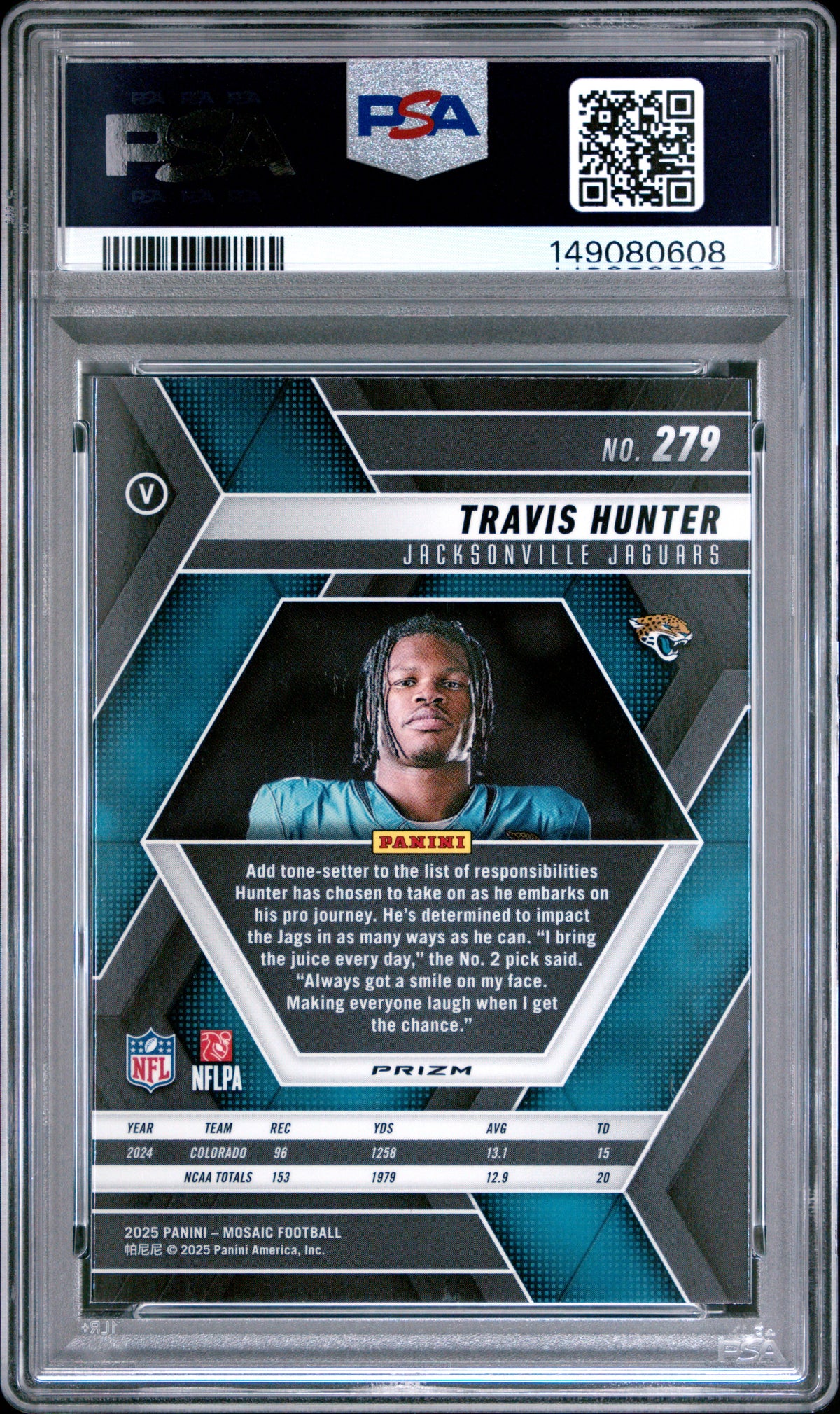 2025 Mosaic Travis Hunter RC - Red Camo Rookie #279 PSA 10 GEM MINT - Jaguars