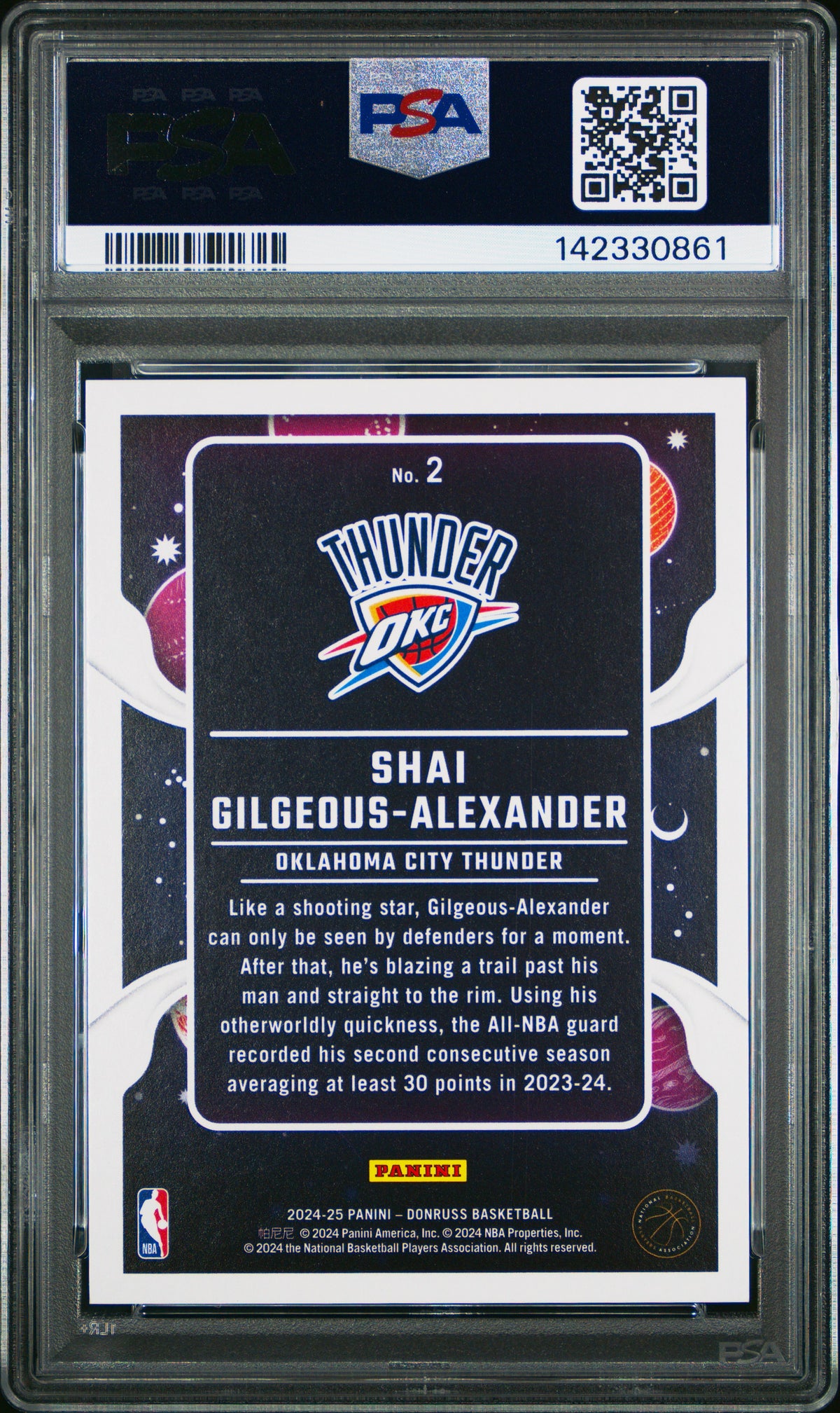 2024 Panini Donruss Zero Gravity S. Gilgeous-Alexander Holo Laser #2 PSA 10