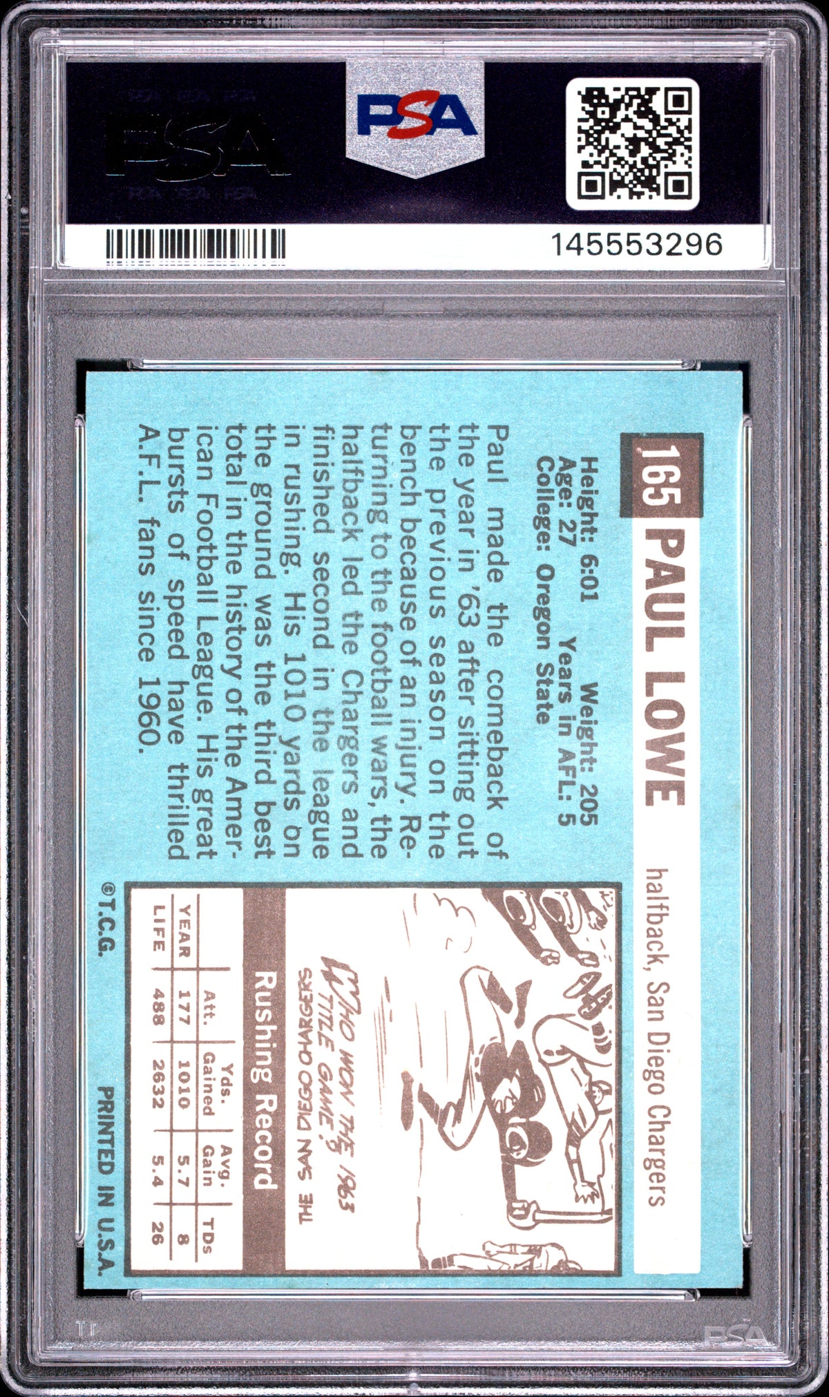 1964 Topps Paul Lowe Oc #165 PSA 8