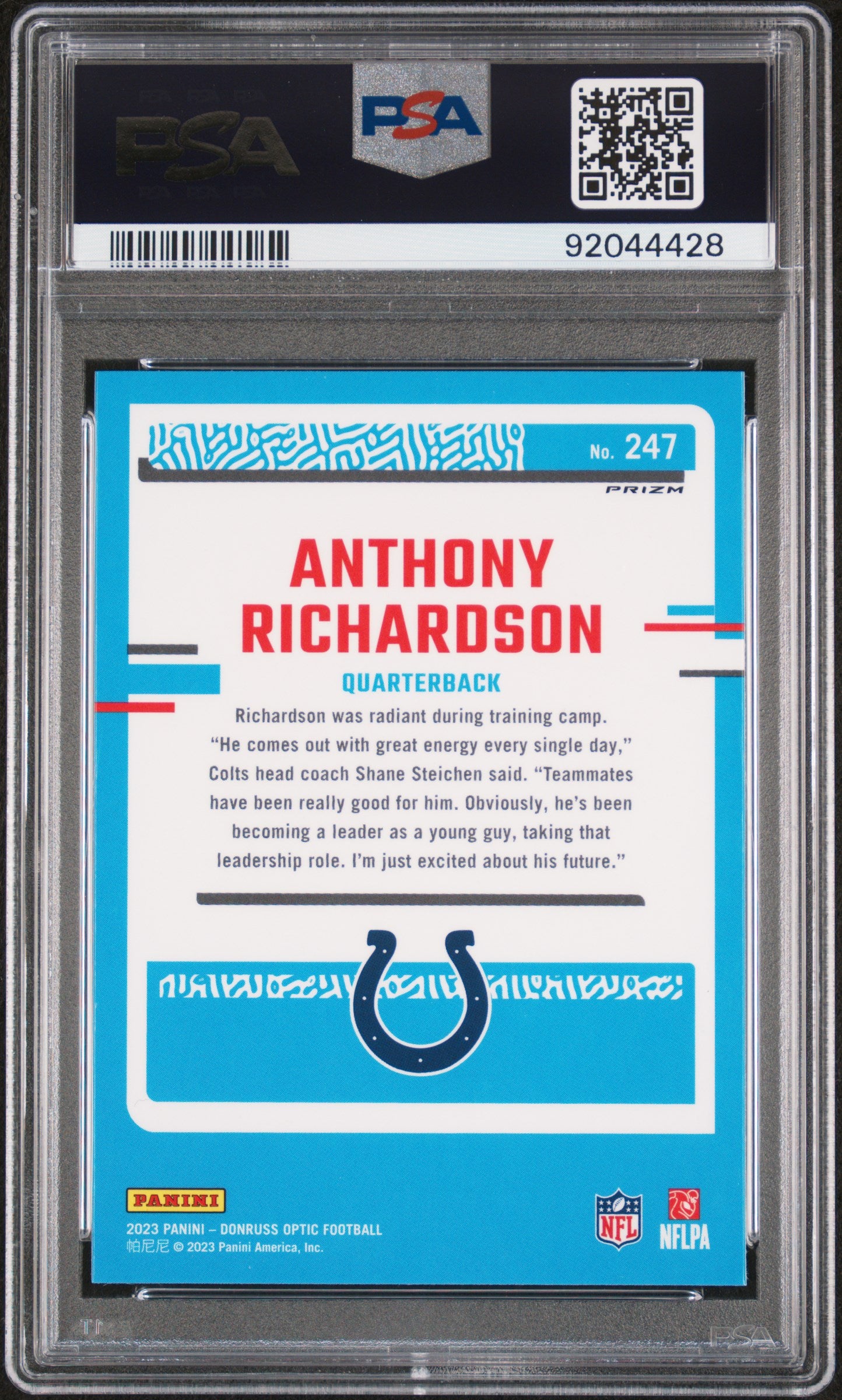 2023 Panini Donruss Optic Anthony Richardson Holo #247 PSA 10