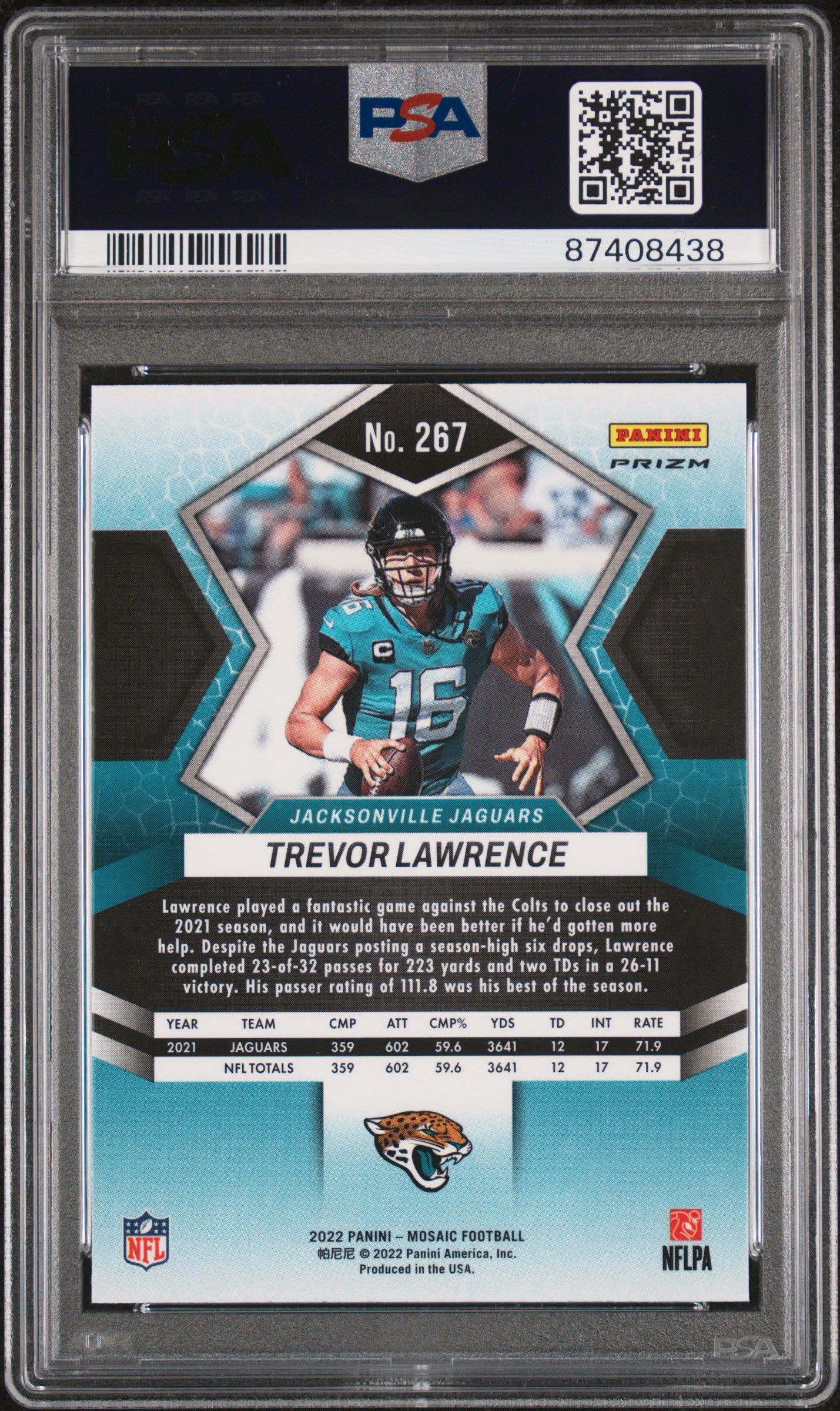 2022 Panini Mosaic Trevor Lawrence Red Sparkle #267 PSA 10