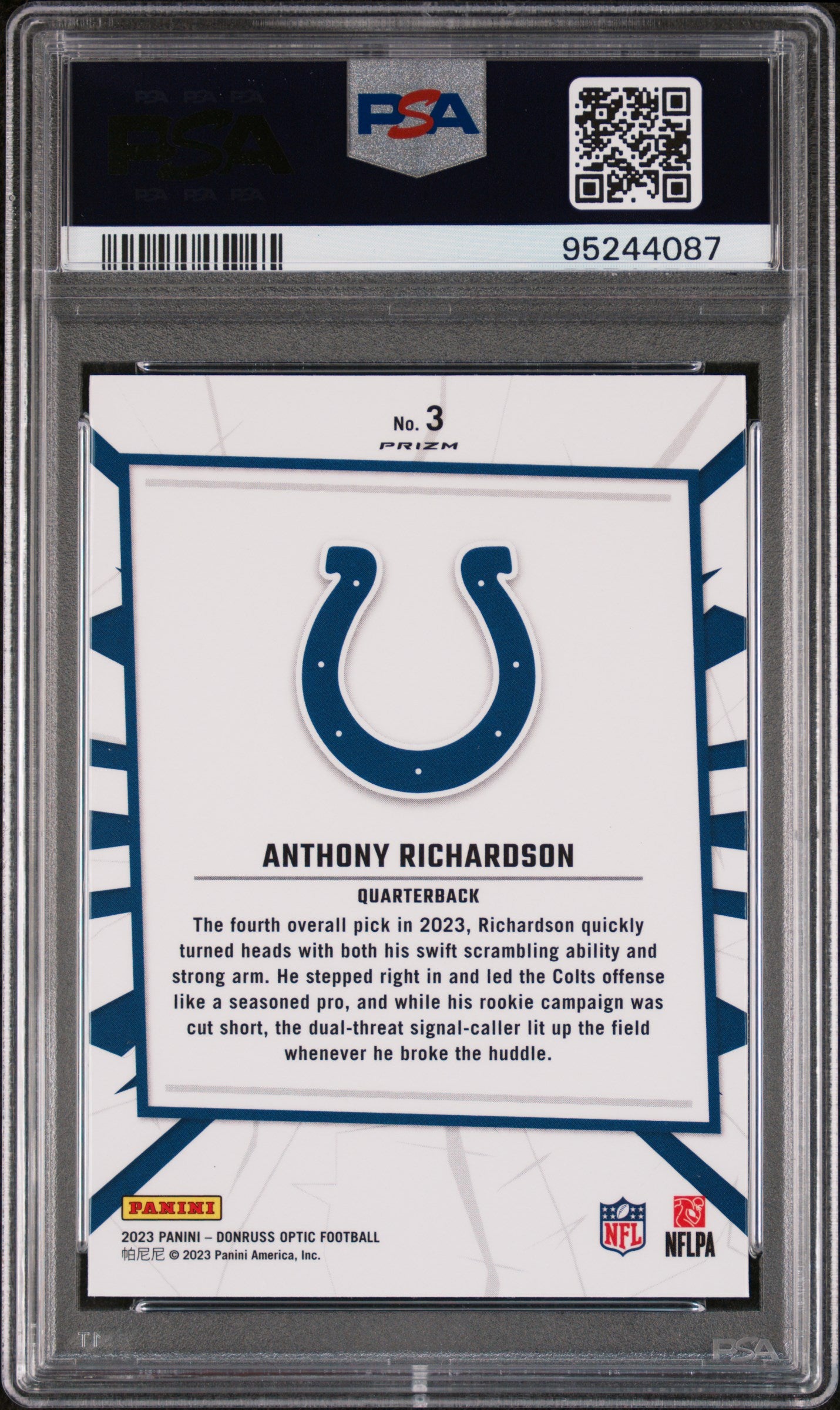 2023 Panini Donruss Optic My House! Anthony Richardson #3 PSA 10