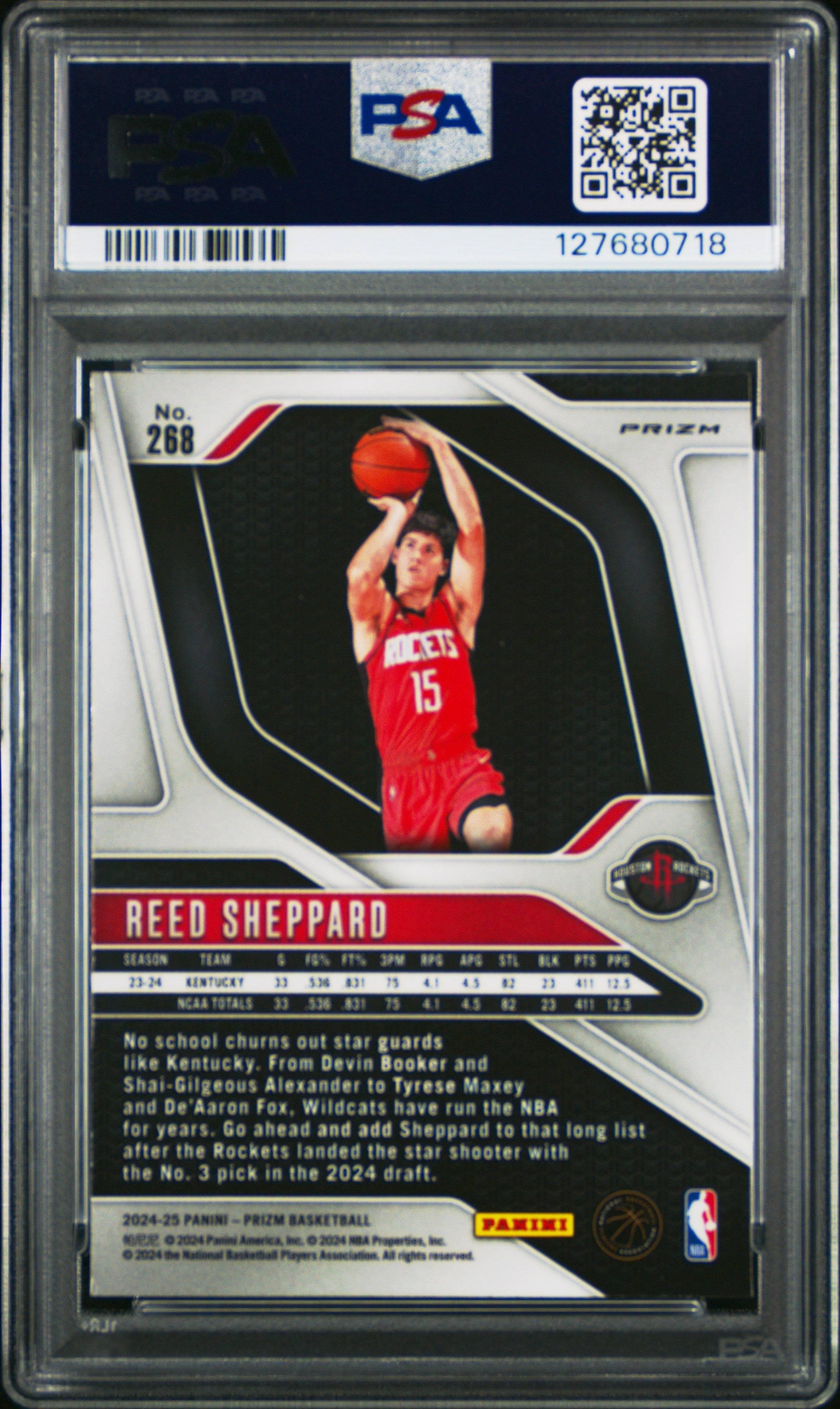 2024 Panini Prizm Reed Sheppard Blue Yellow Green Choice #268 PSA 9