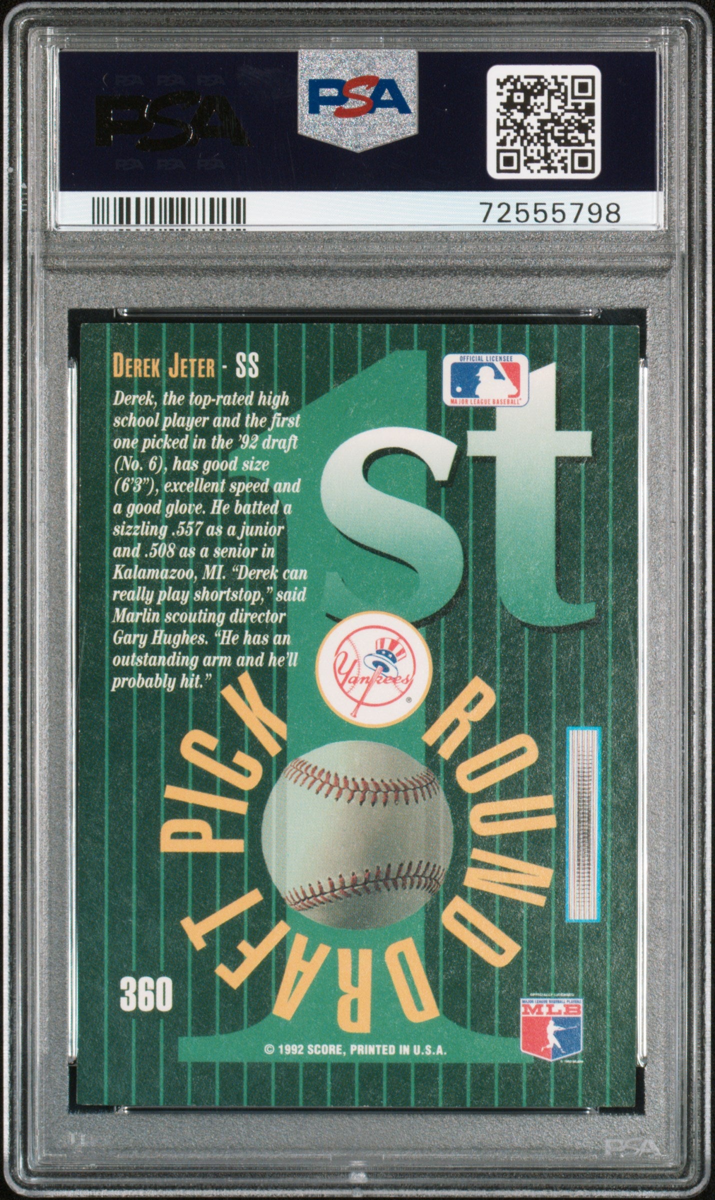 1993 Select Derek Jeter #360 PSA 9 MINT