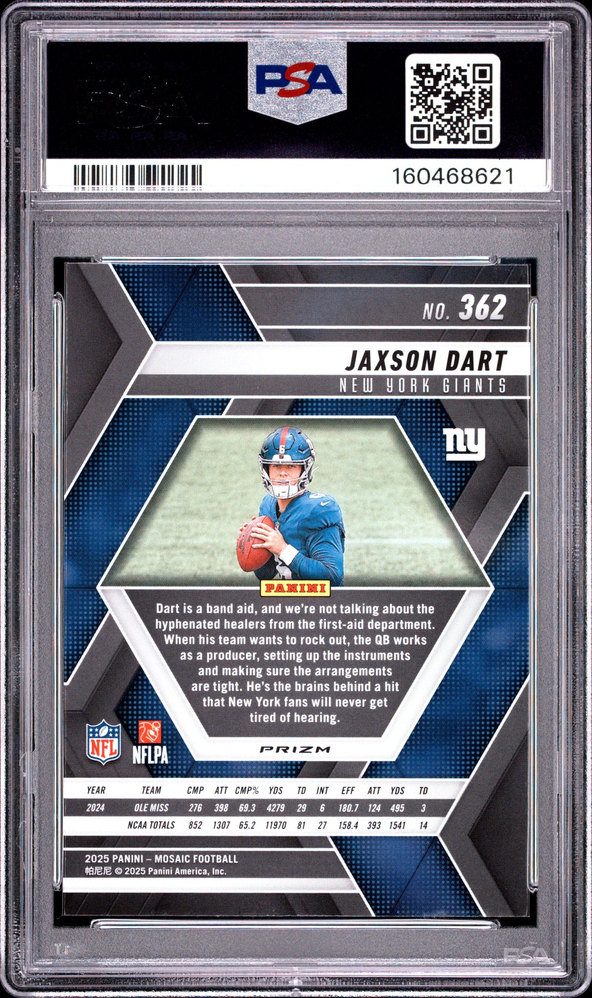 2025 Panini Mosaic Jaxson Dart Purple Scope #362 PSA 10