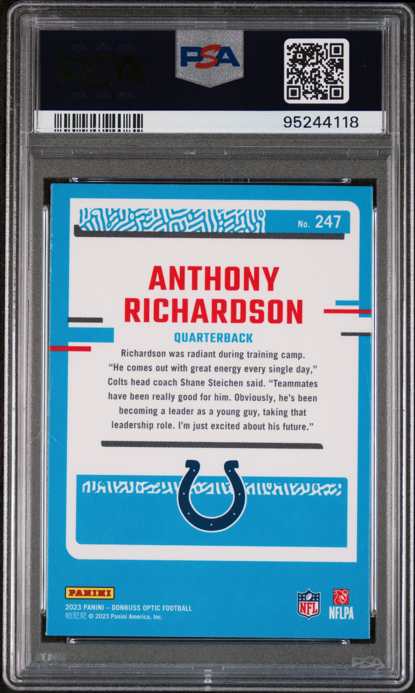 2023 Panini Donruss Optic Anthony Richardson #247 PSA 10