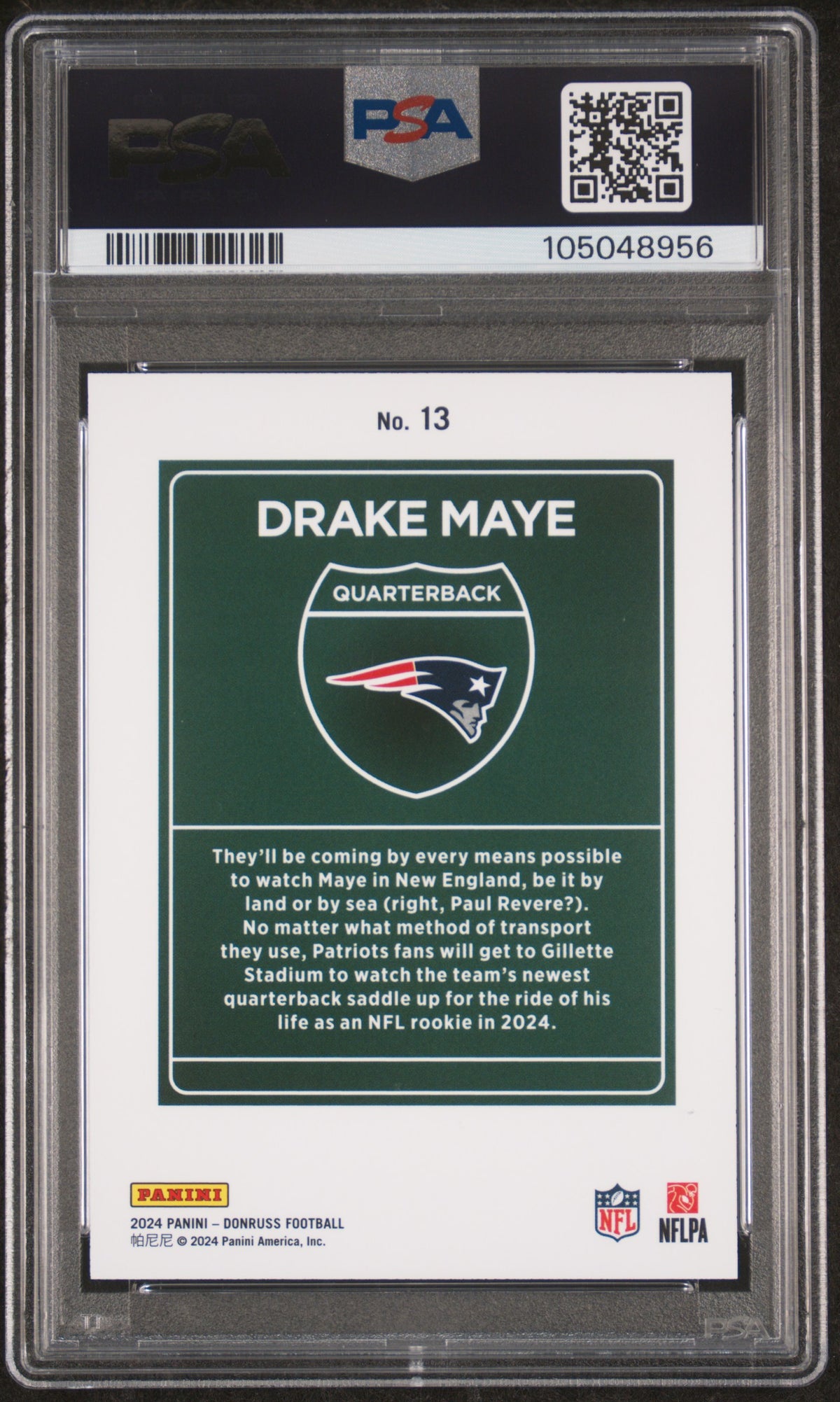 2024 Panini Donruss Downtown! Drake Maye #13 PSA 10
