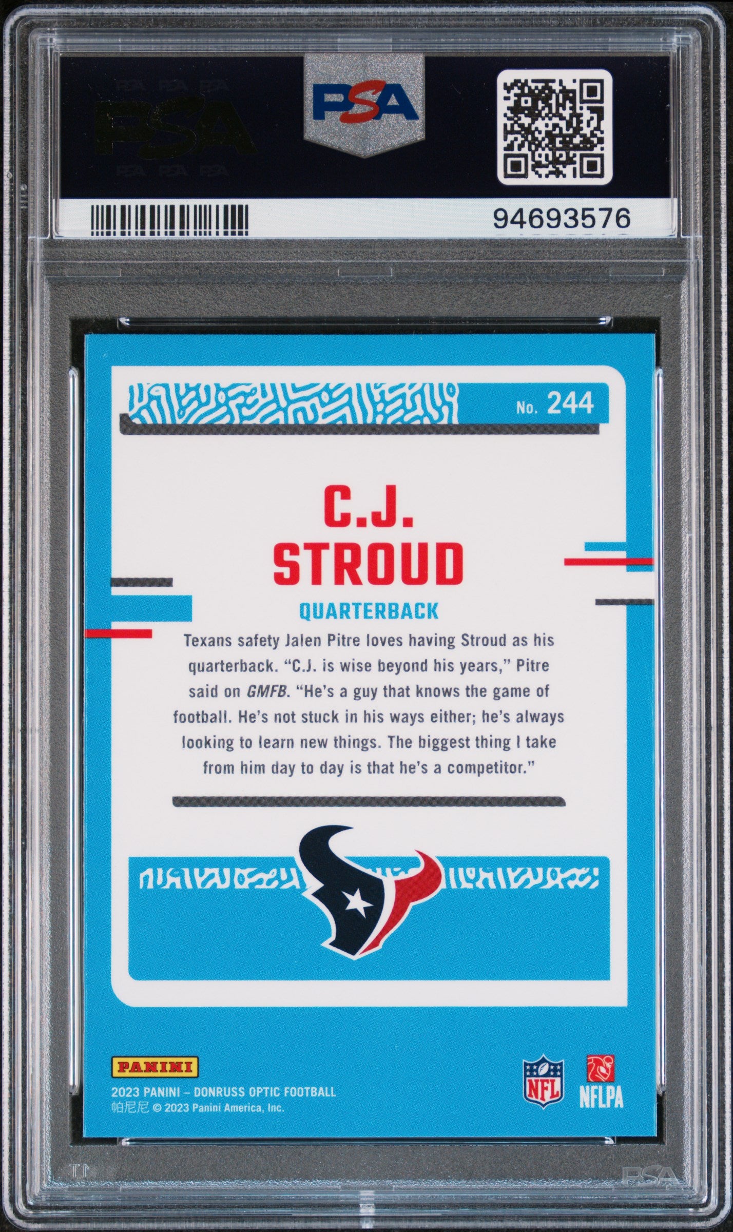 2023 Panini Donruss Optic CJ Stroud #244 PSA 9