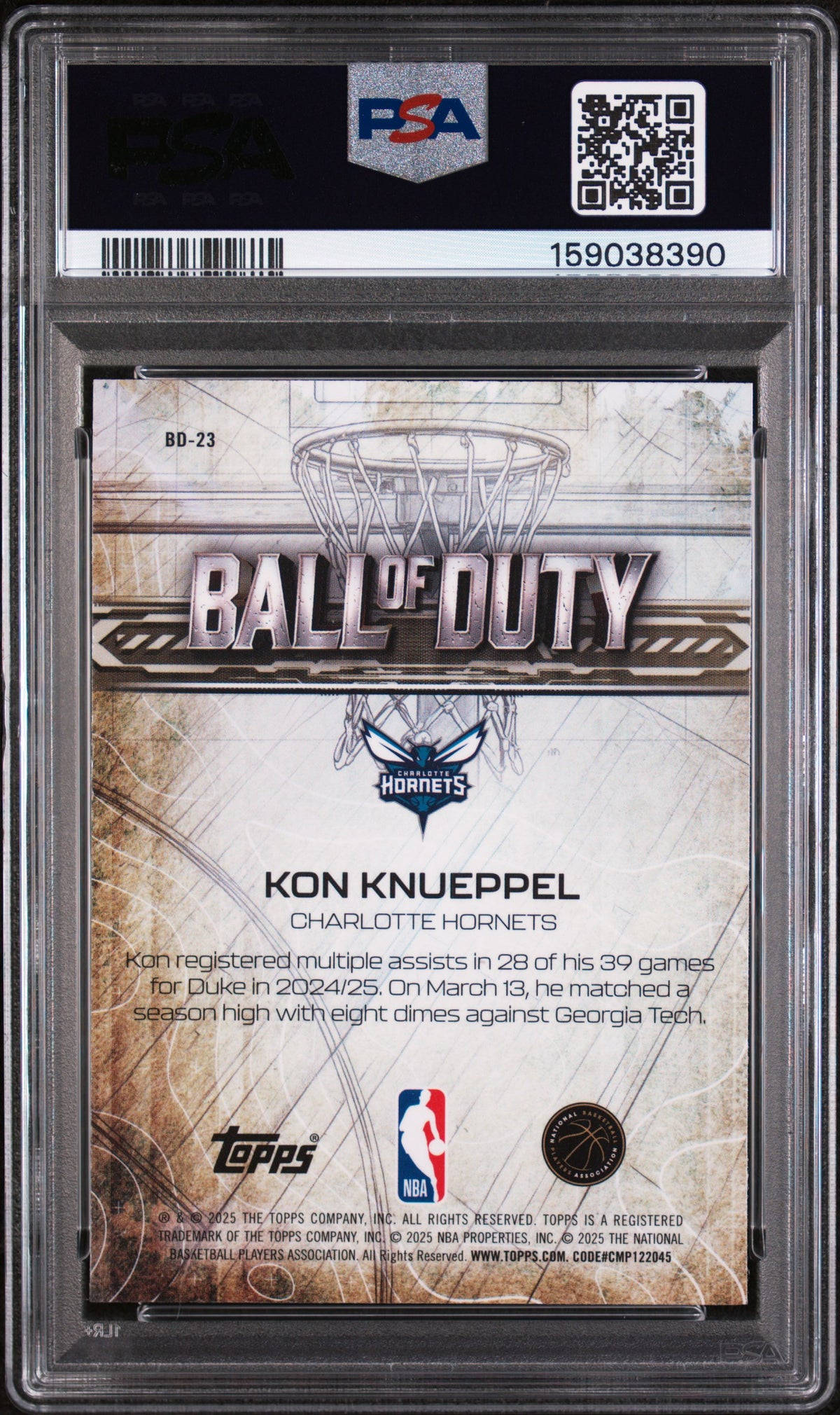 2025 Topps Chrome Ball Of Duty Kon Knueppel Rookie #BD-23 PSA 10 GEM MINT