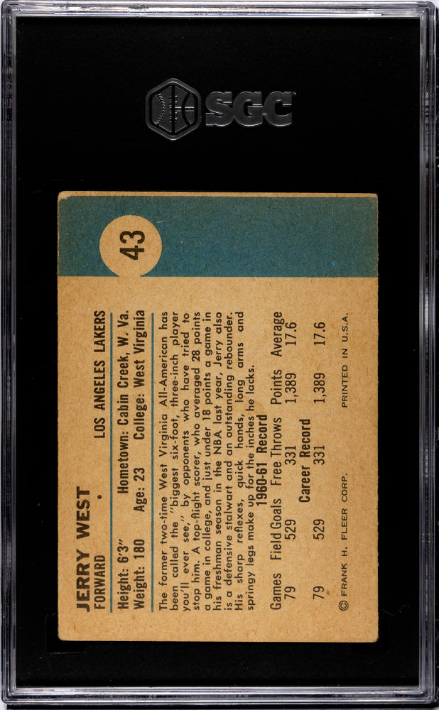 1961 Fleer Jerry West #43 SGC 1.5 Los Angeles Lakers