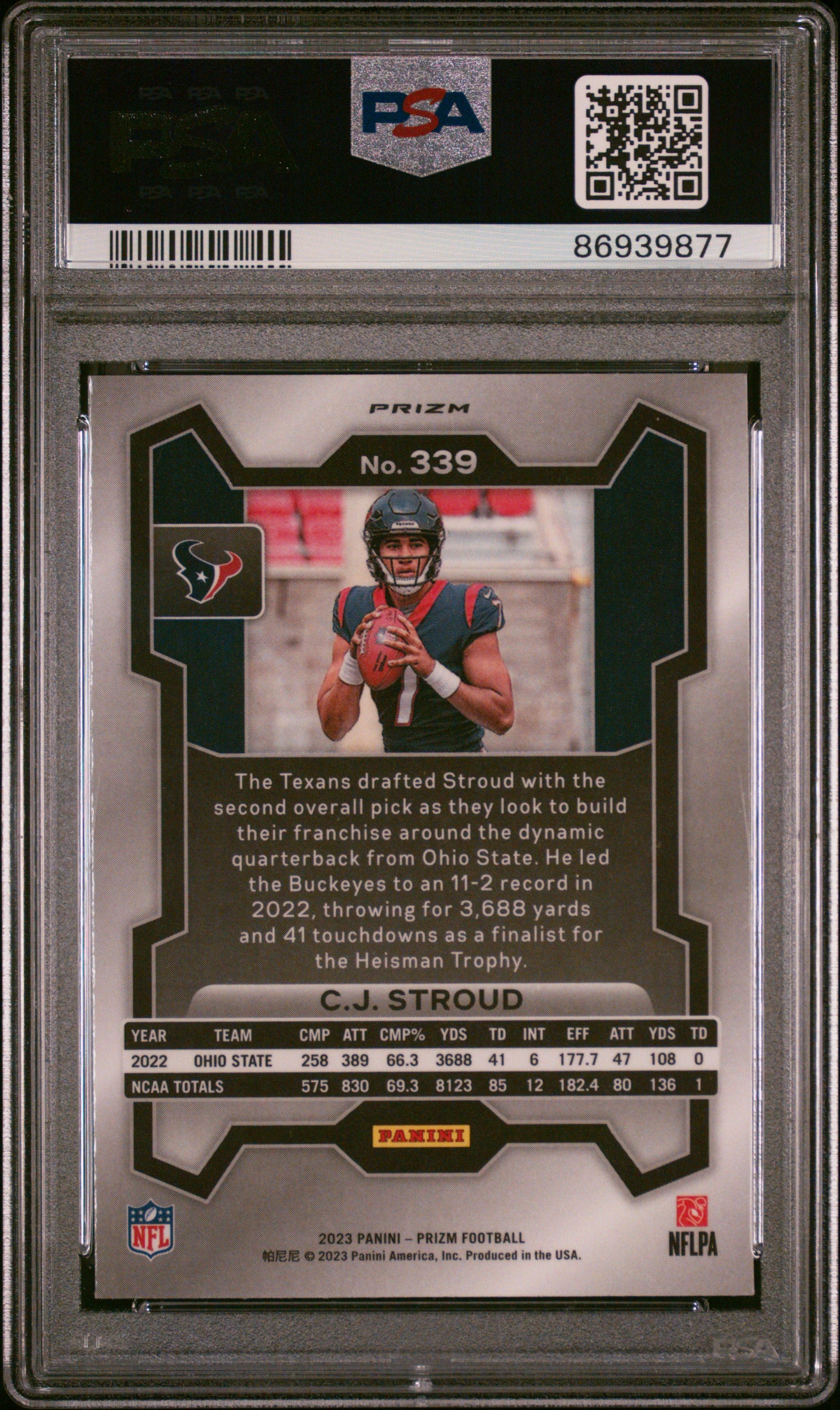 2023 Panini Prizm CJ Stroud RC Lazer #339 PSA 10 GEM MINT