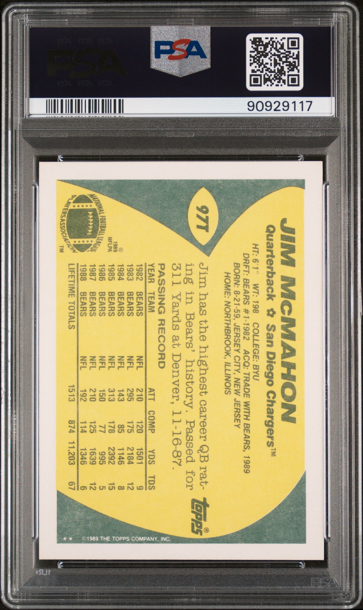 1989 Topps Traded Jim Mcmahon #97T PSA 10