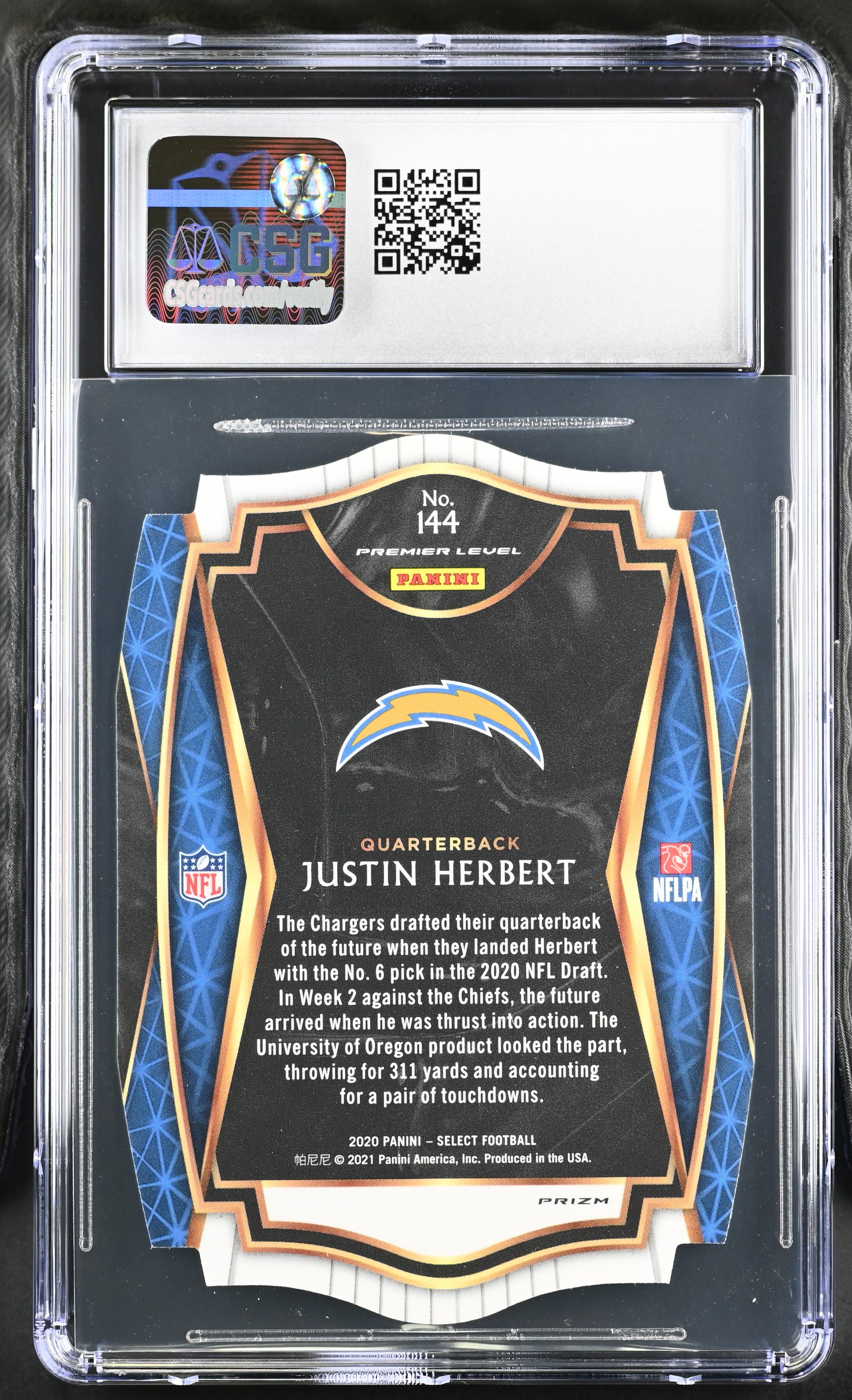 2020 Select Justin Herbert Light Blue Die-Cut #144 CGC 9