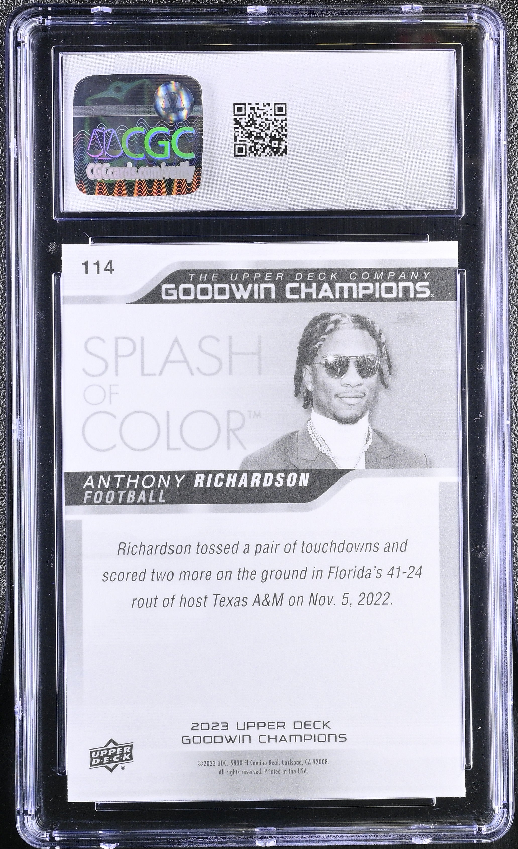 2023 Upper Deck Goodwin Champions Anthony Richardson #114 CGC 10 GEM MINT