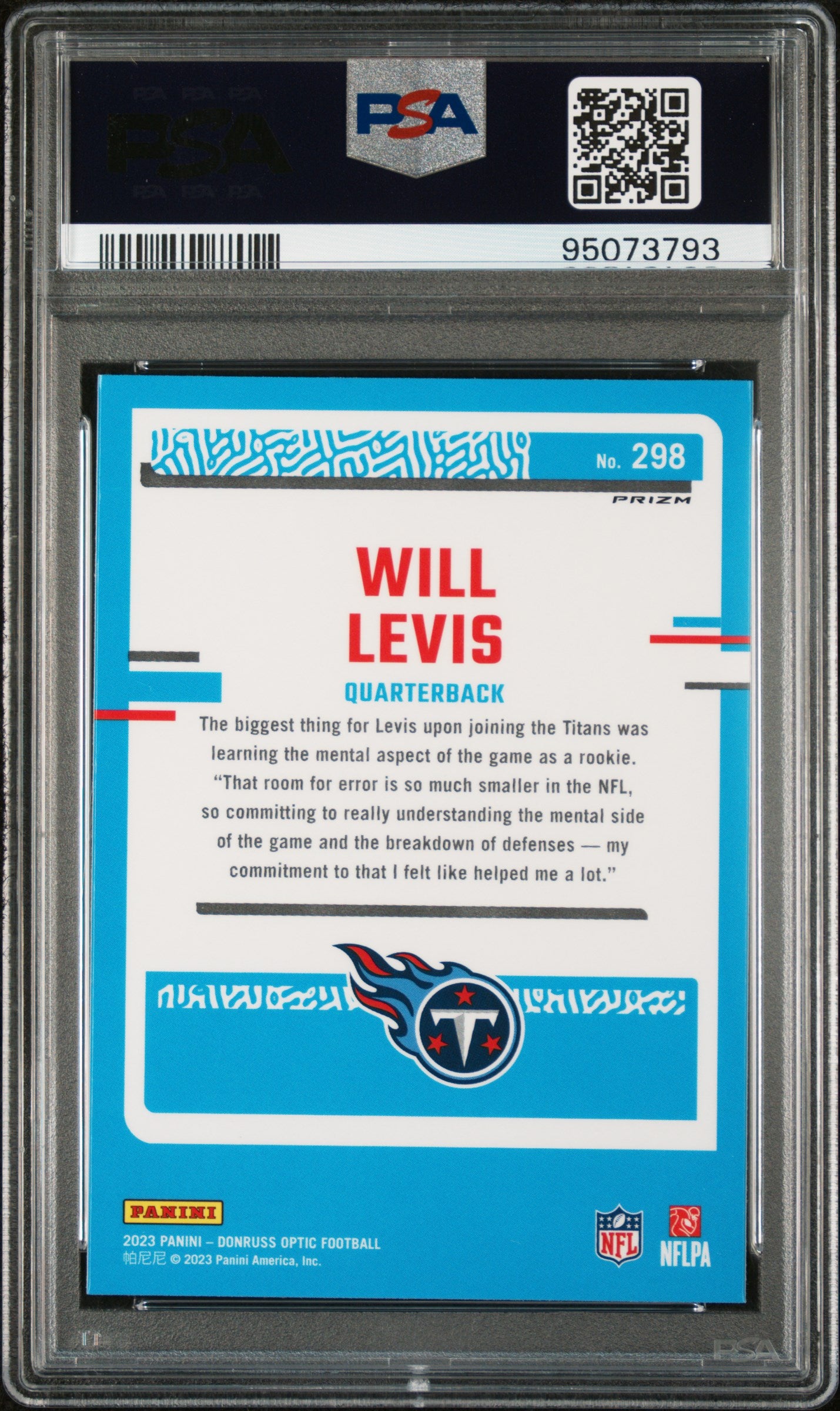 2023 Panini Donruss Optic Will Levis Holo #298 PSA 10