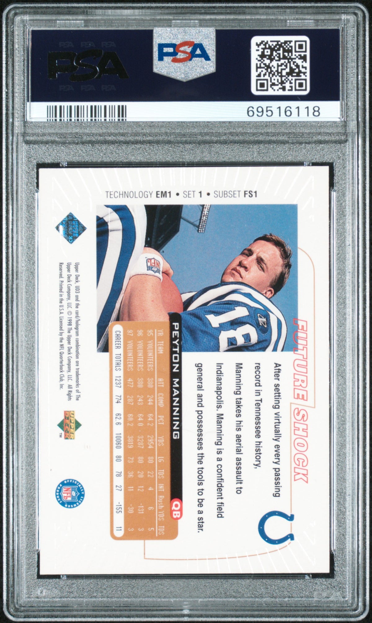 1998 Ud3 Peyton Manning #1 PSA 9