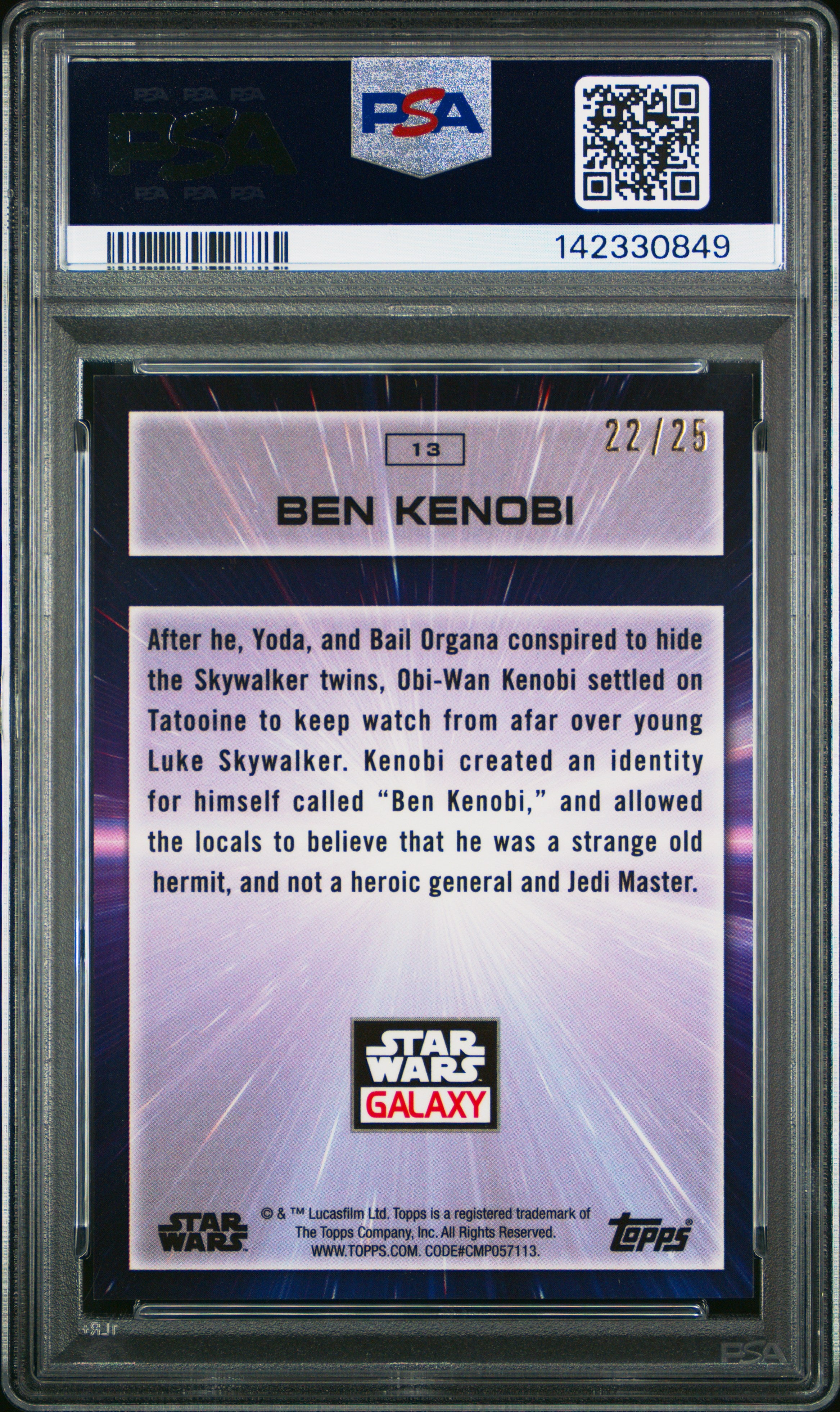 2022 Topps Chrome Star Wars Galaxy Ben Kenobi #13 PSA 9