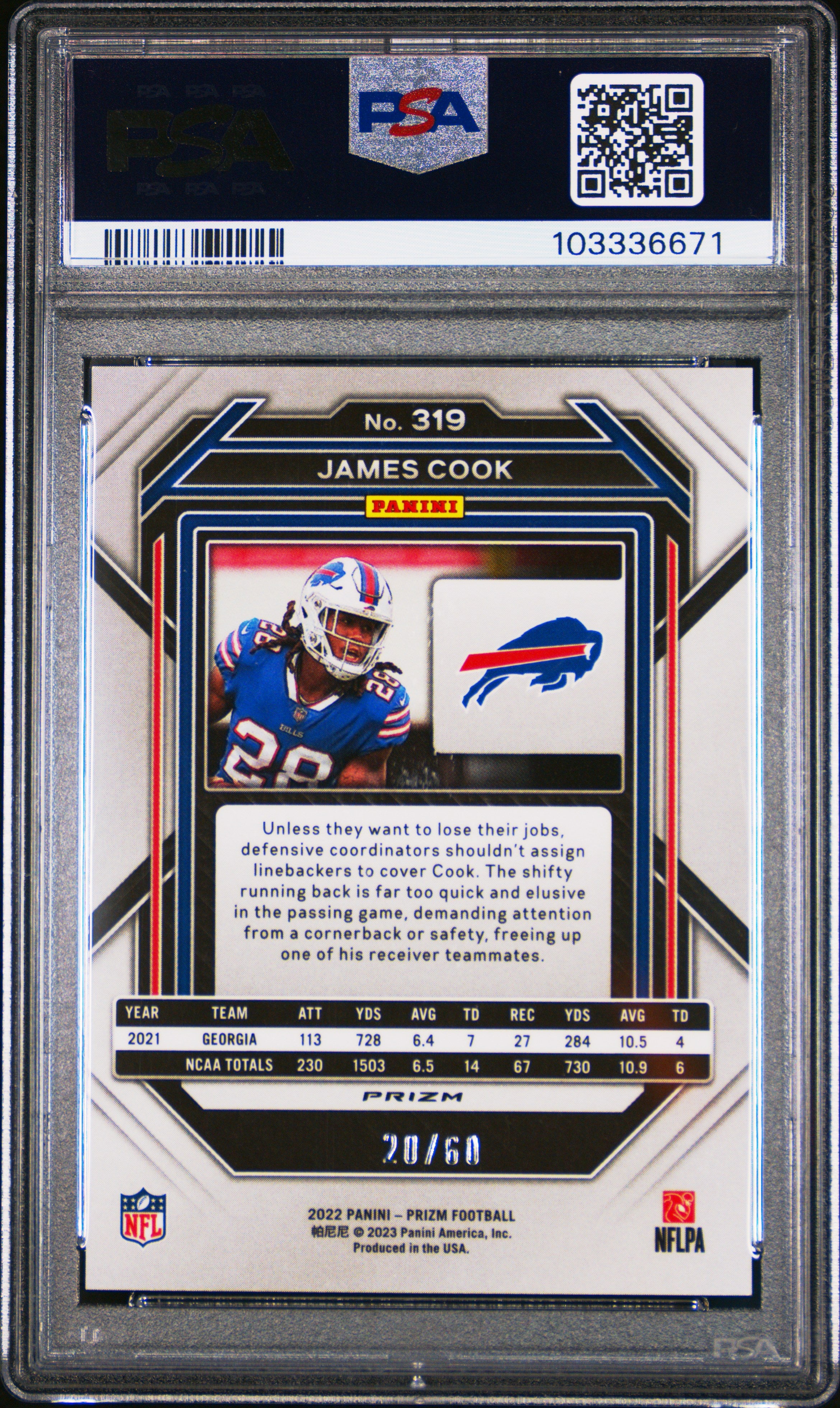 2022 Panini Prizm James Cook Orange Wave #319 PSA 10 /60
