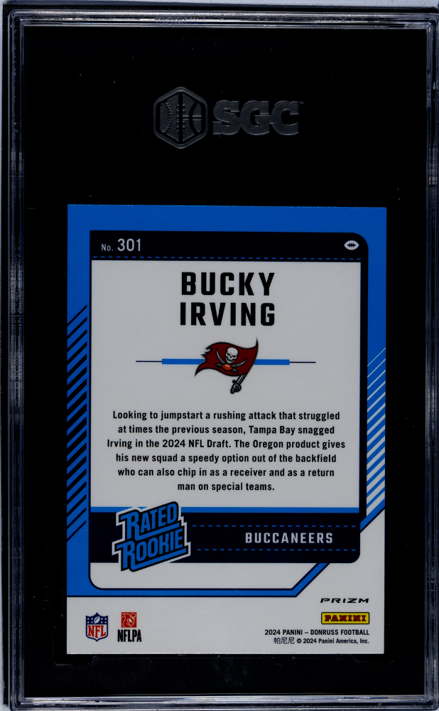 2024 Donruss Bucky Irving Optic Preview Red Pandora Prizm Rated Rookie SGC 10