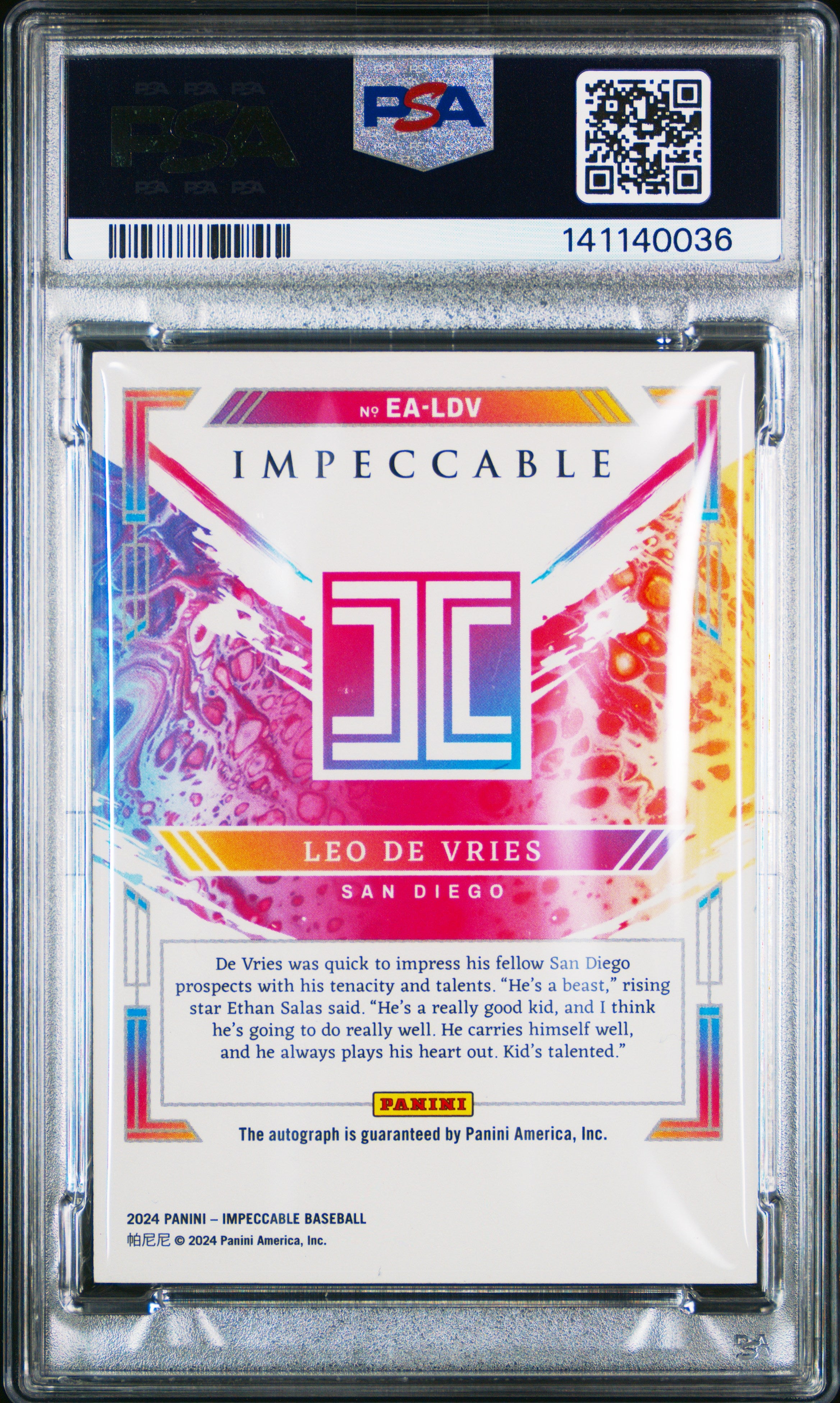 2024 Impeccable Extravagance Auto Leo De Vries Holo Silver 05/25 #EALDV PSA 8